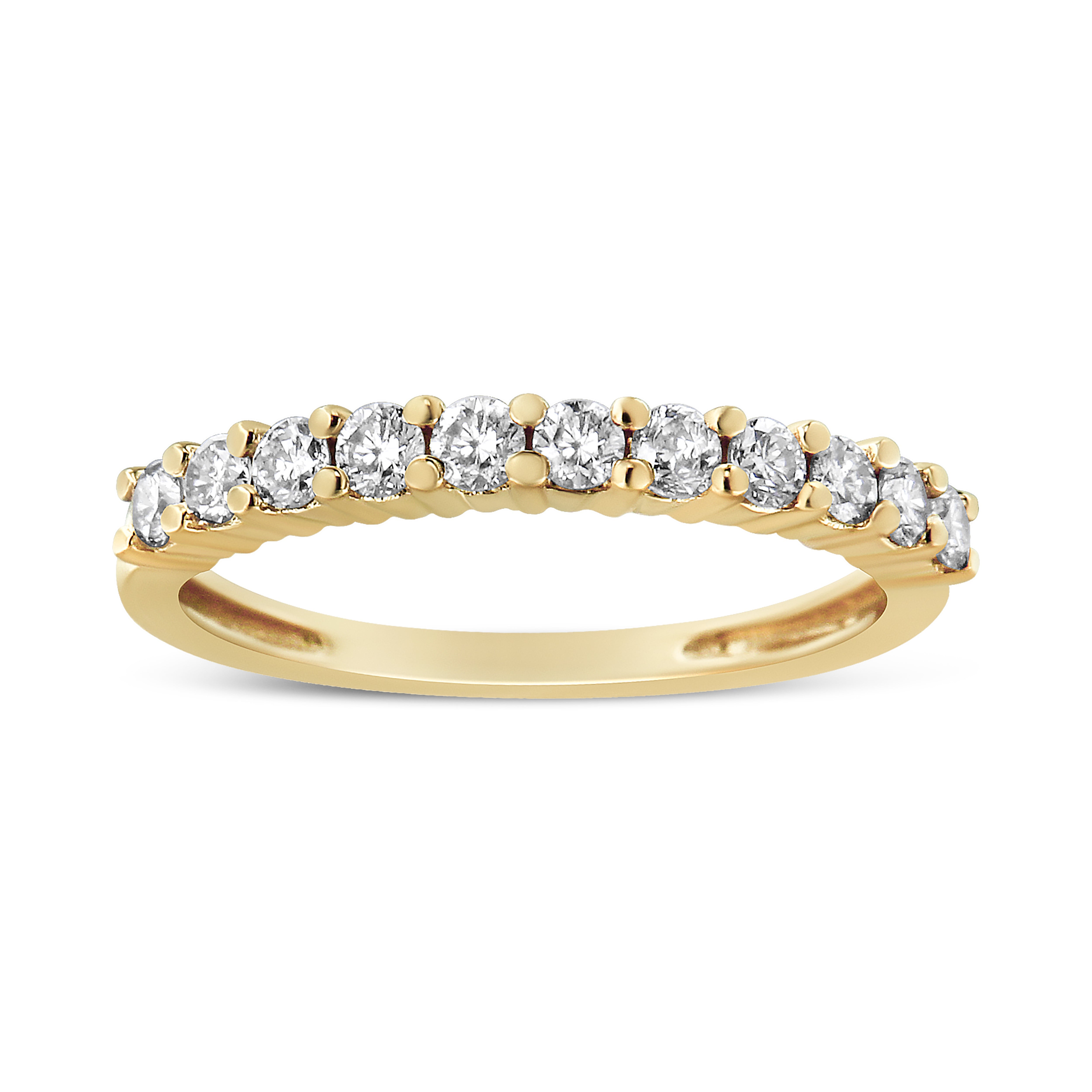 IGI Certified 1/2 Cttw Diamond 10K Yellow Gold Prong Set Fluted Band Style Wedding Ring J-K Color, I1-I2 Clarity - Size 7 on sale at MyriadMart