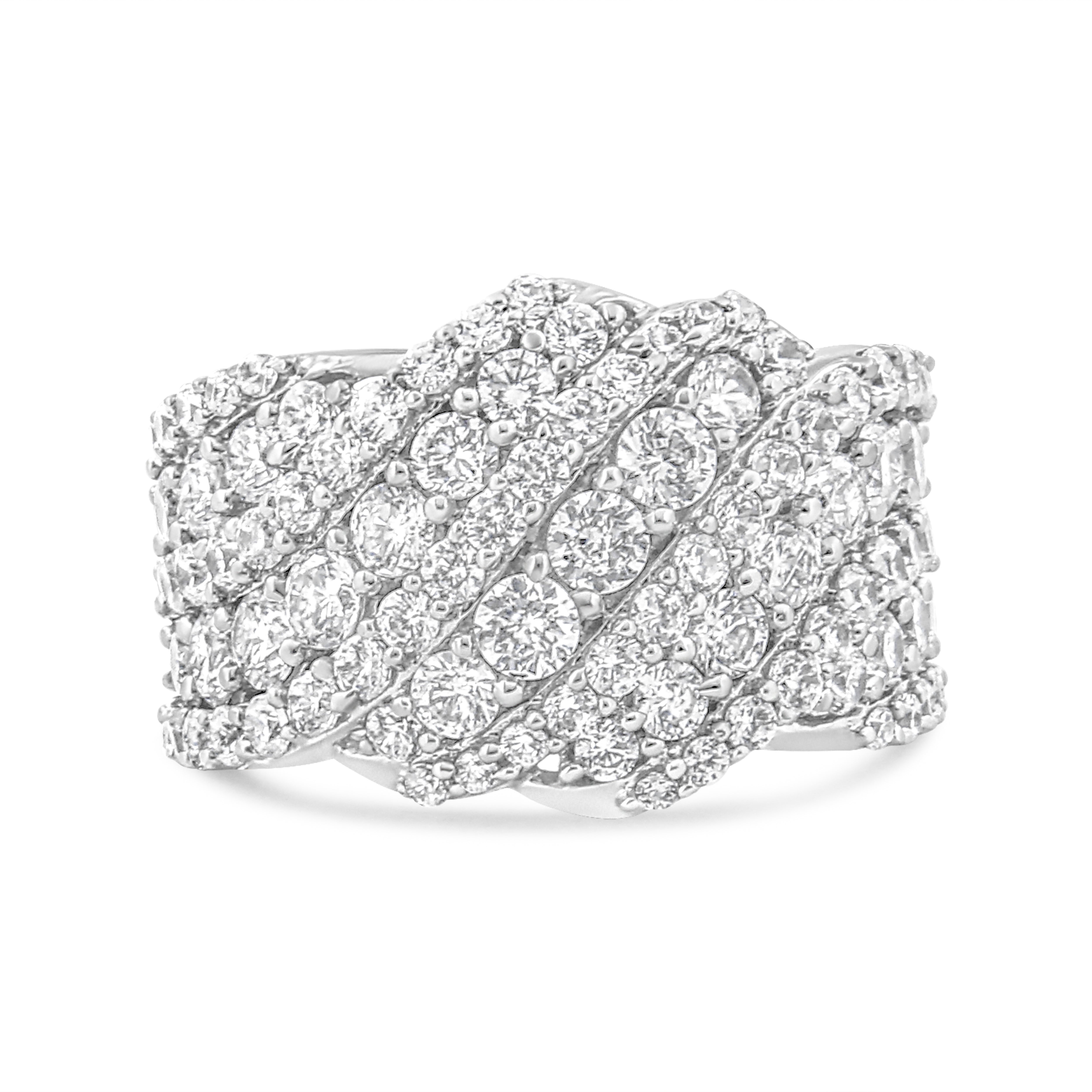 10K White Gold 3.00 Cttw Diamond Multi Row Cluster Band Ring I-J Color, I3 Clarity - Size 7 on sale at MyriadMart