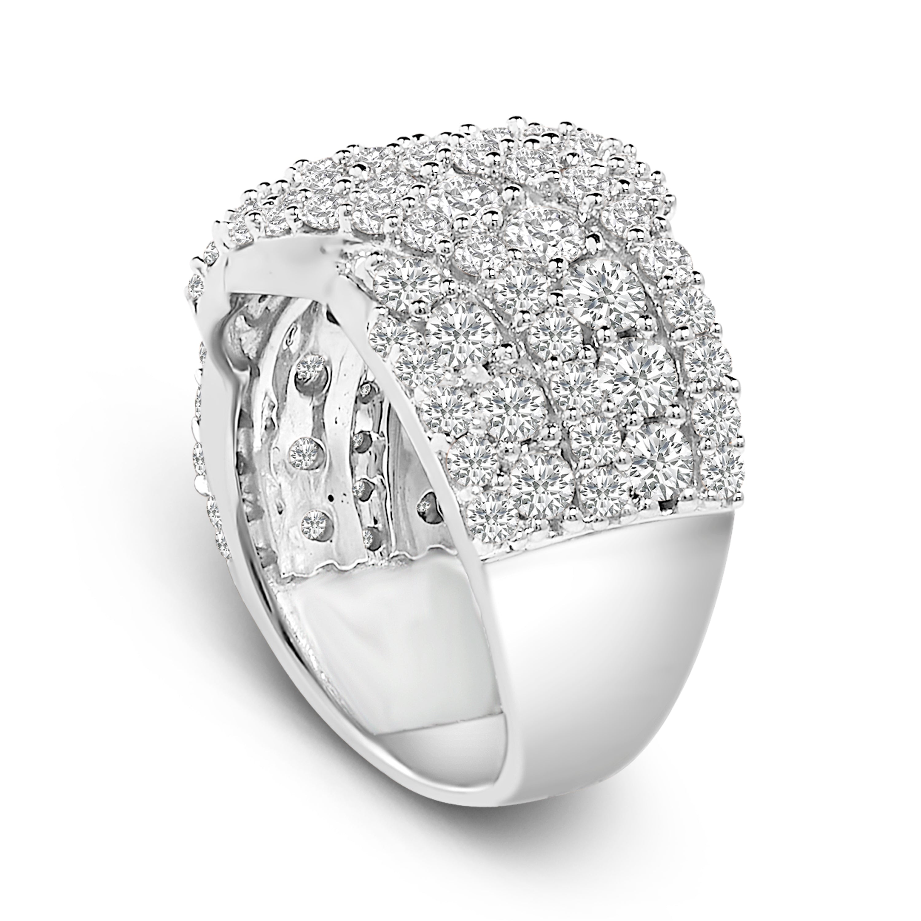 10K White Gold 3.00 Cttw Diamond Multi Row Cluster Band Ring I-J Color, I3 Clarity - Size 7 on sale at MyriadMart