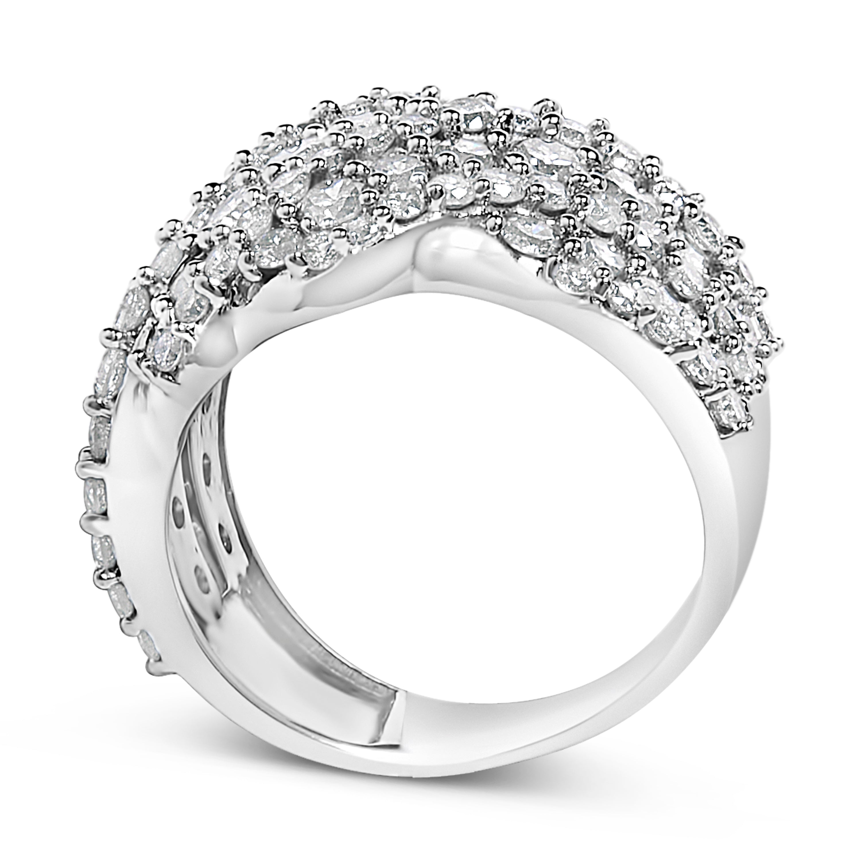 10K White Gold 3.00 Cttw Diamond Multi Row Cluster Band Ring I-J Color, I3 Clarity - Size 7 on sale at MyriadMart
