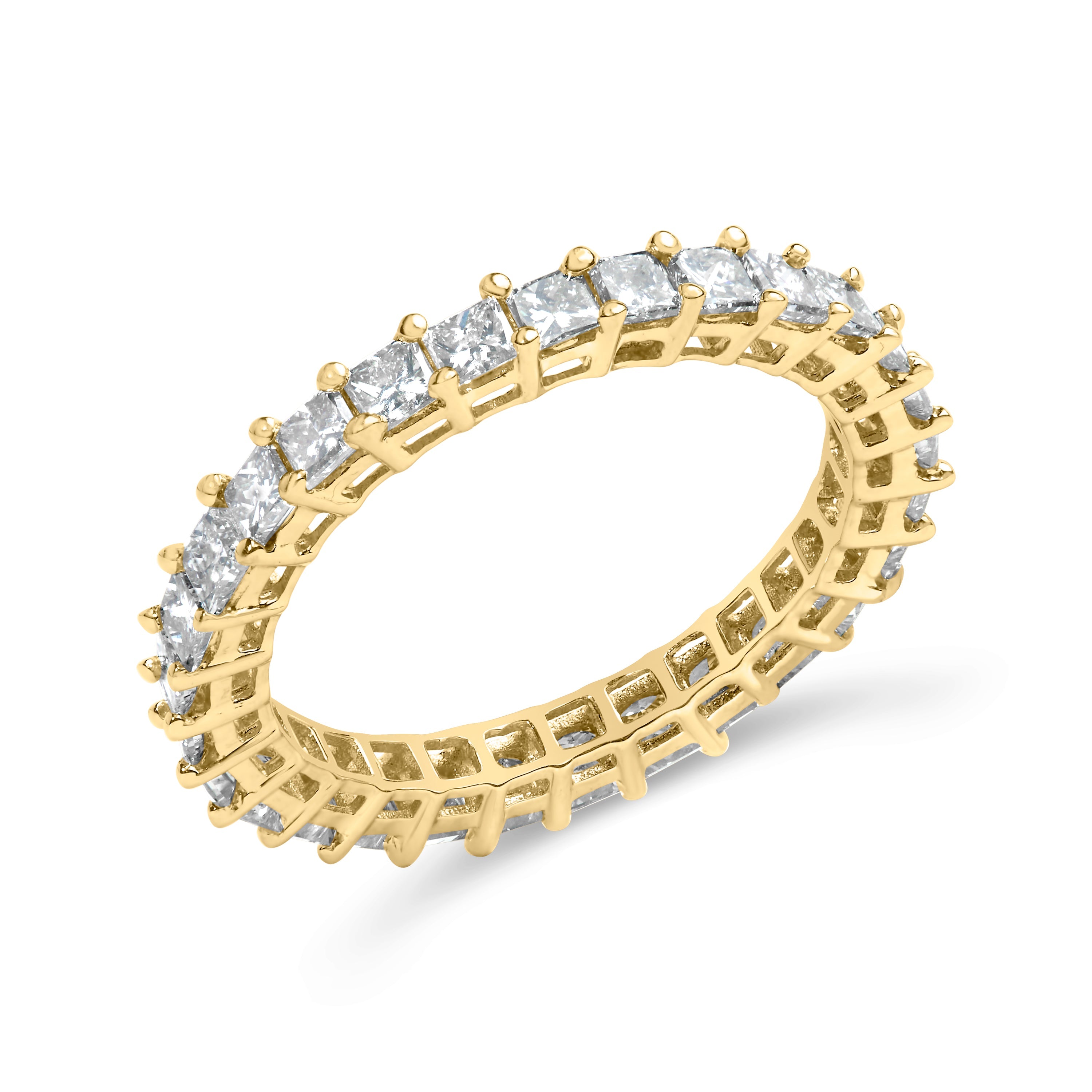 14K Yellow Gold 2.00 Cttw Shared Prong Set Princess Cut Diamond Eternity Band Ring J-K Color, SI1-SI2 Clarity - Ring Size 7 on sale at MyriadMart