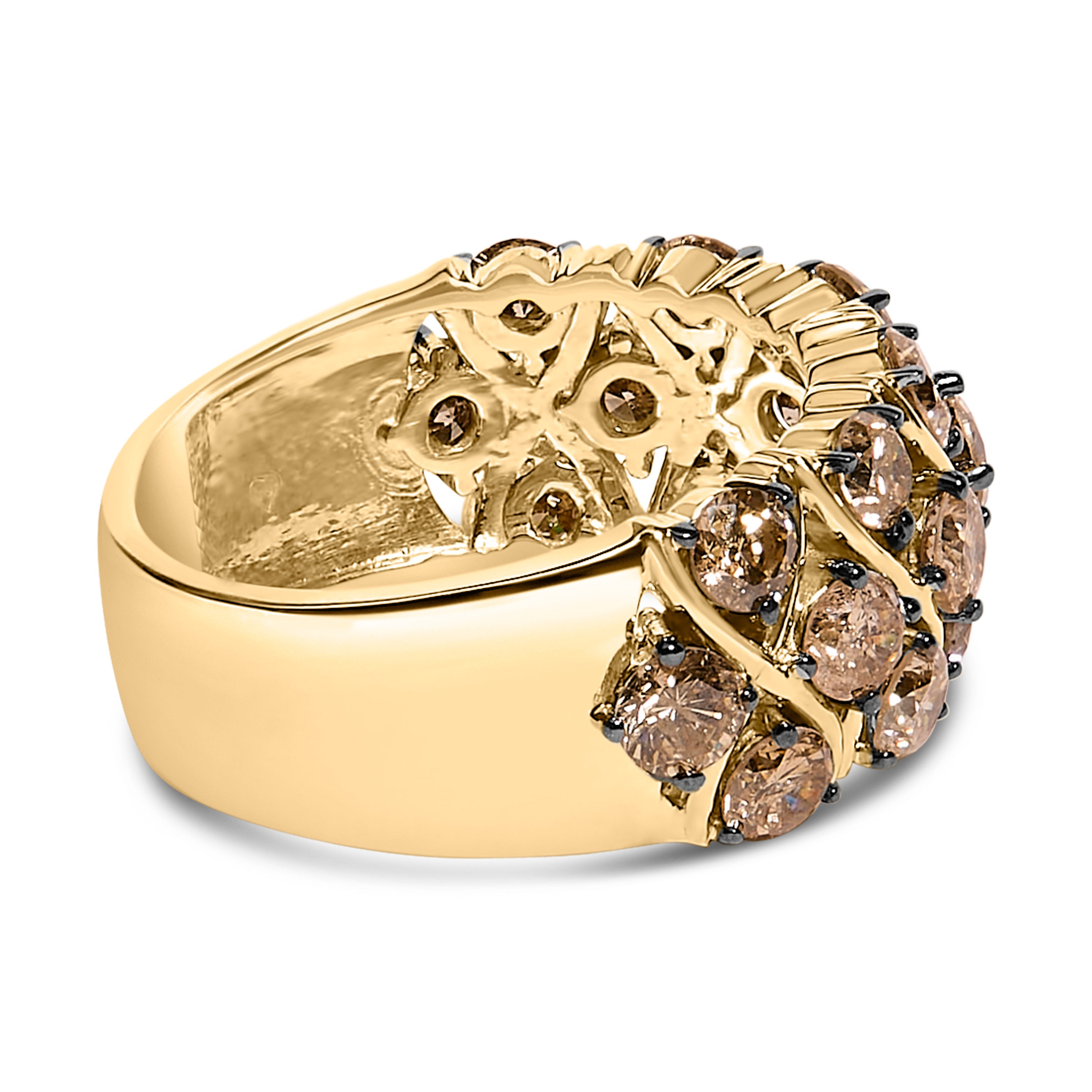 10K Yellow Gold Plated .925 Sterling Silver 3.0 Cttw Champagne Diamond Multi Lattice Band Ring - Size 7 on sale at MyriadMart