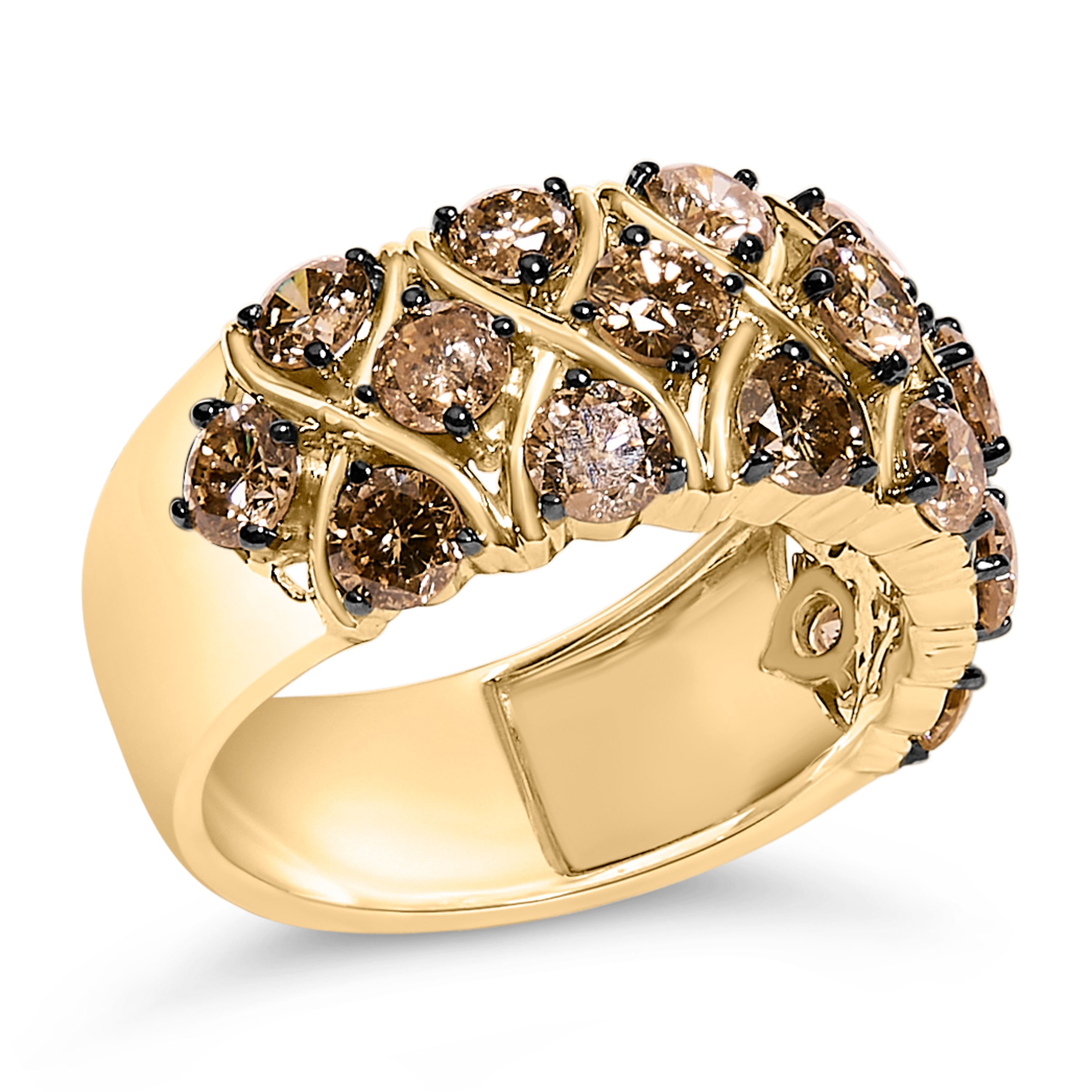 10K Yellow Gold Plated .925 Sterling Silver 3.0 Cttw Champagne Diamond Multi Lattice Band Ring - Size 7 on sale at MyriadMart