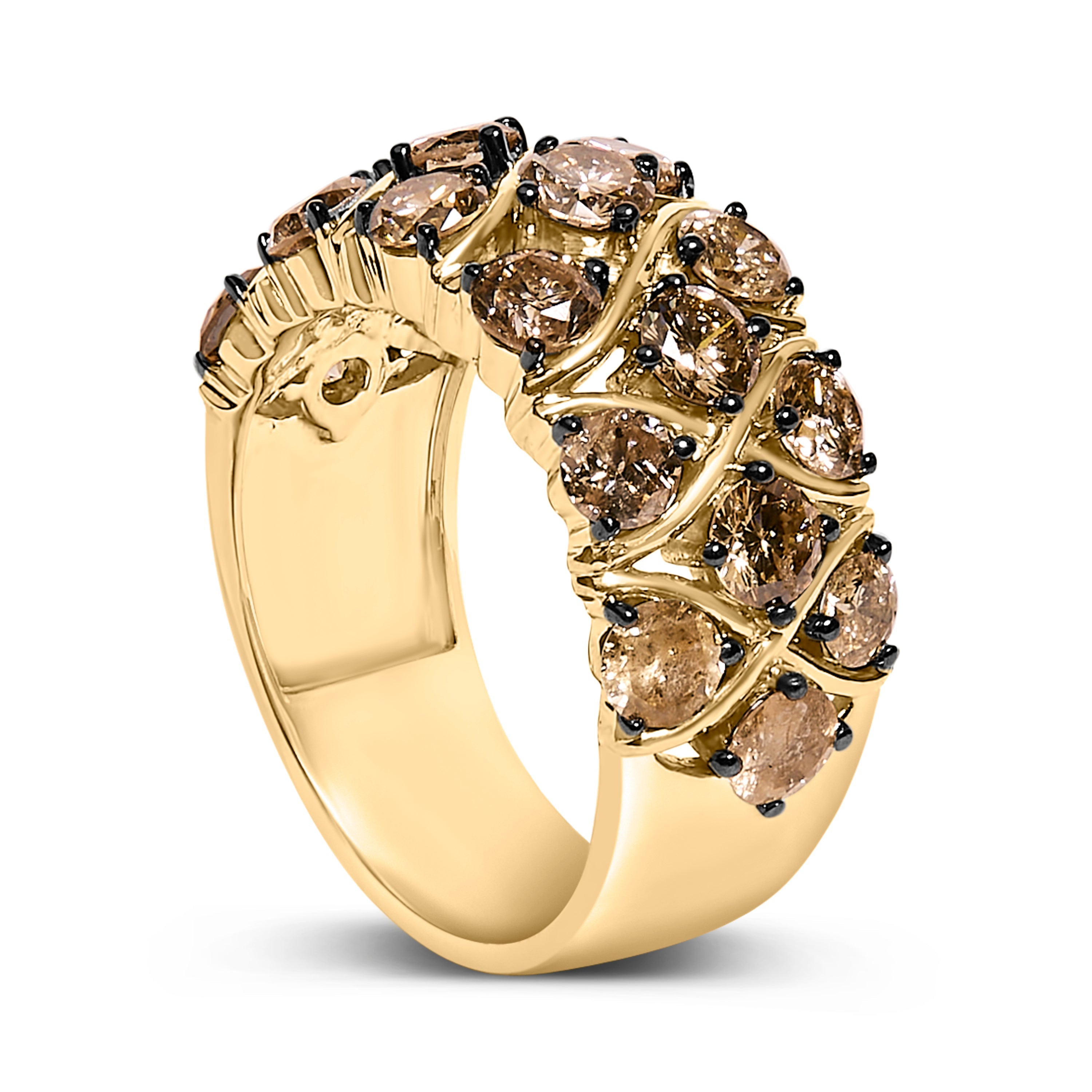 10K Yellow Gold Plated .925 Sterling Silver 3.0 Cttw Champagne Diamond Multi Lattice Band Ring - Size 7 on sale at MyriadMart