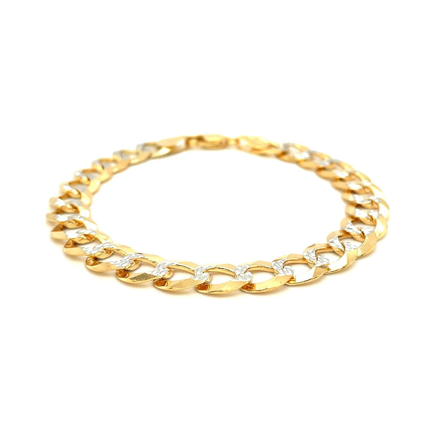 10 mm 14k Two Tone Gold Pave Curb Bracelet on sale at MyriadMart