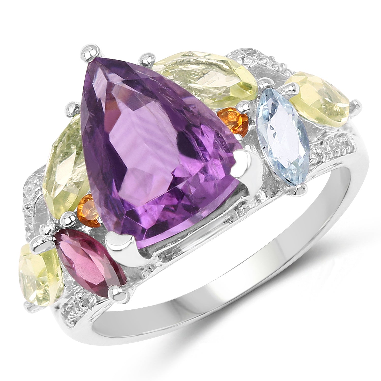 6.30 Carat Genuine Multi Stone .925 Sterling Silver Ring on sale at MyriadMart