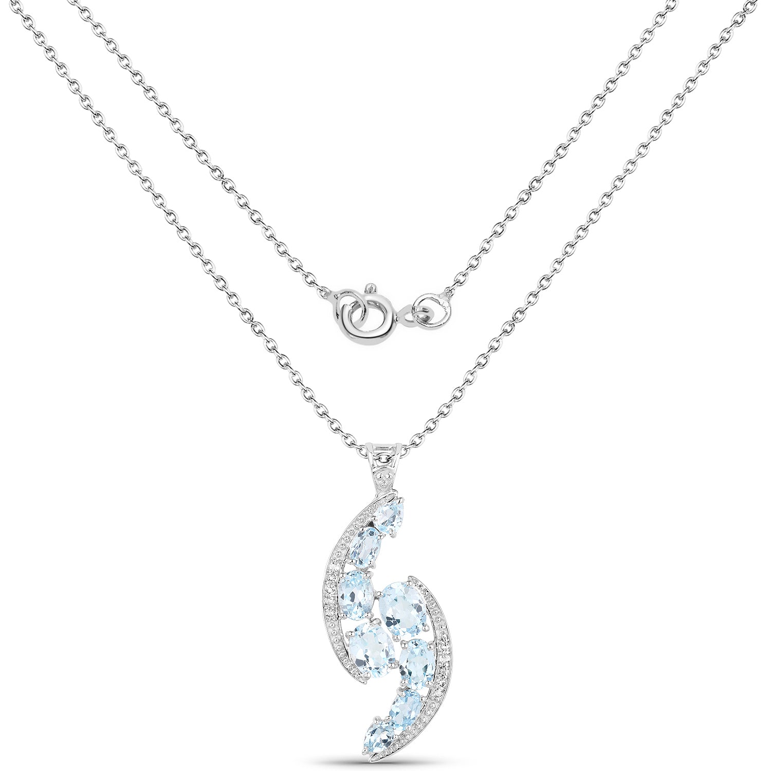7.27 Carat Genuine Blue Topaz and White Topaz .925 Sterling Silver Pendant on sale at MyriadMart