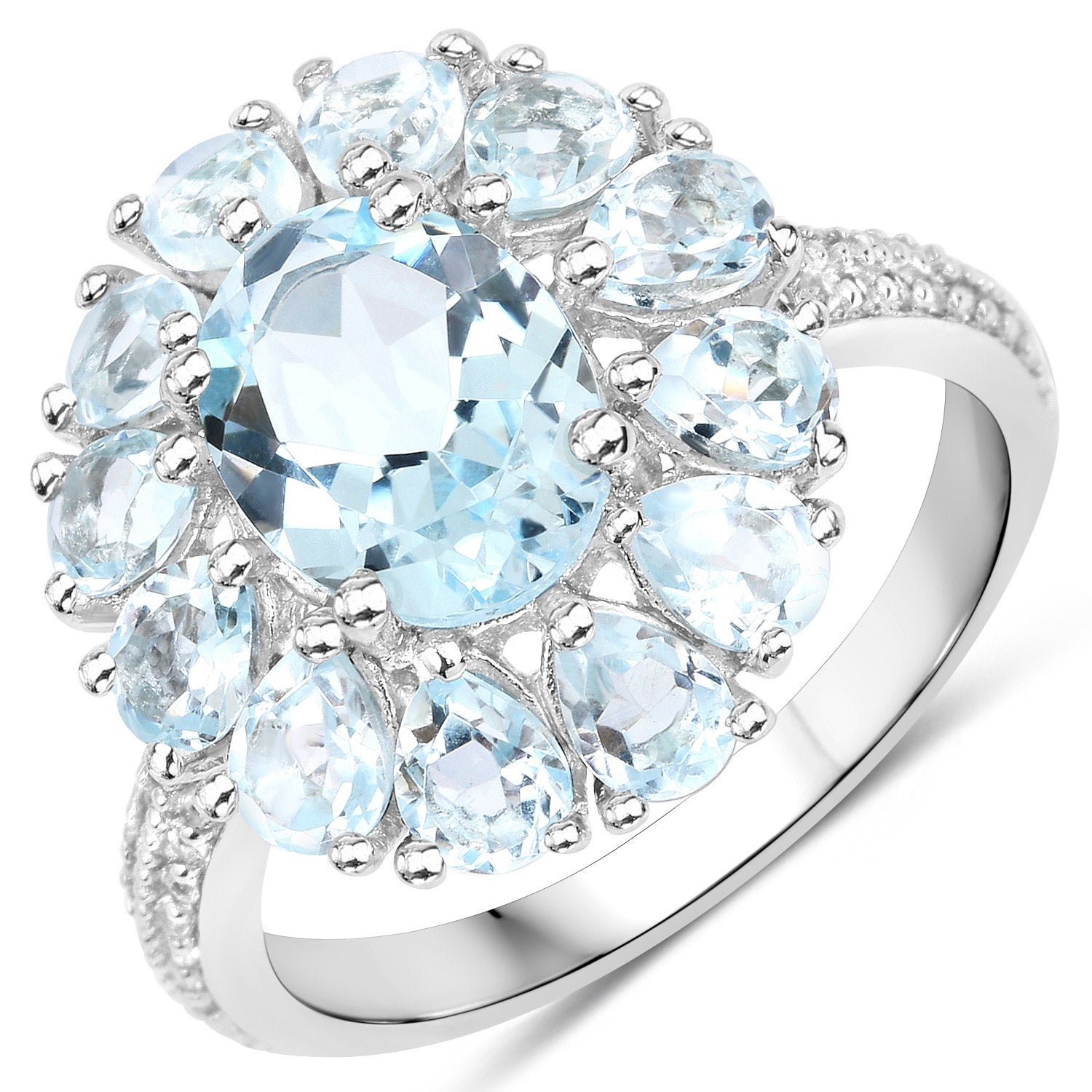 14.02 Carat Genuine Blue Topaz and White Topaz .925 Sterling Silver 3 Piece Jewelry Set Ring, Earrings, and Pendant w/ Chain on sale at MyriadMart