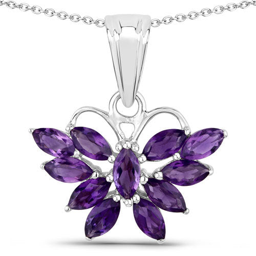 1.65 Carat Genuine Amethyst .925 Sterling Silver Pendant on sale at MyriadMart