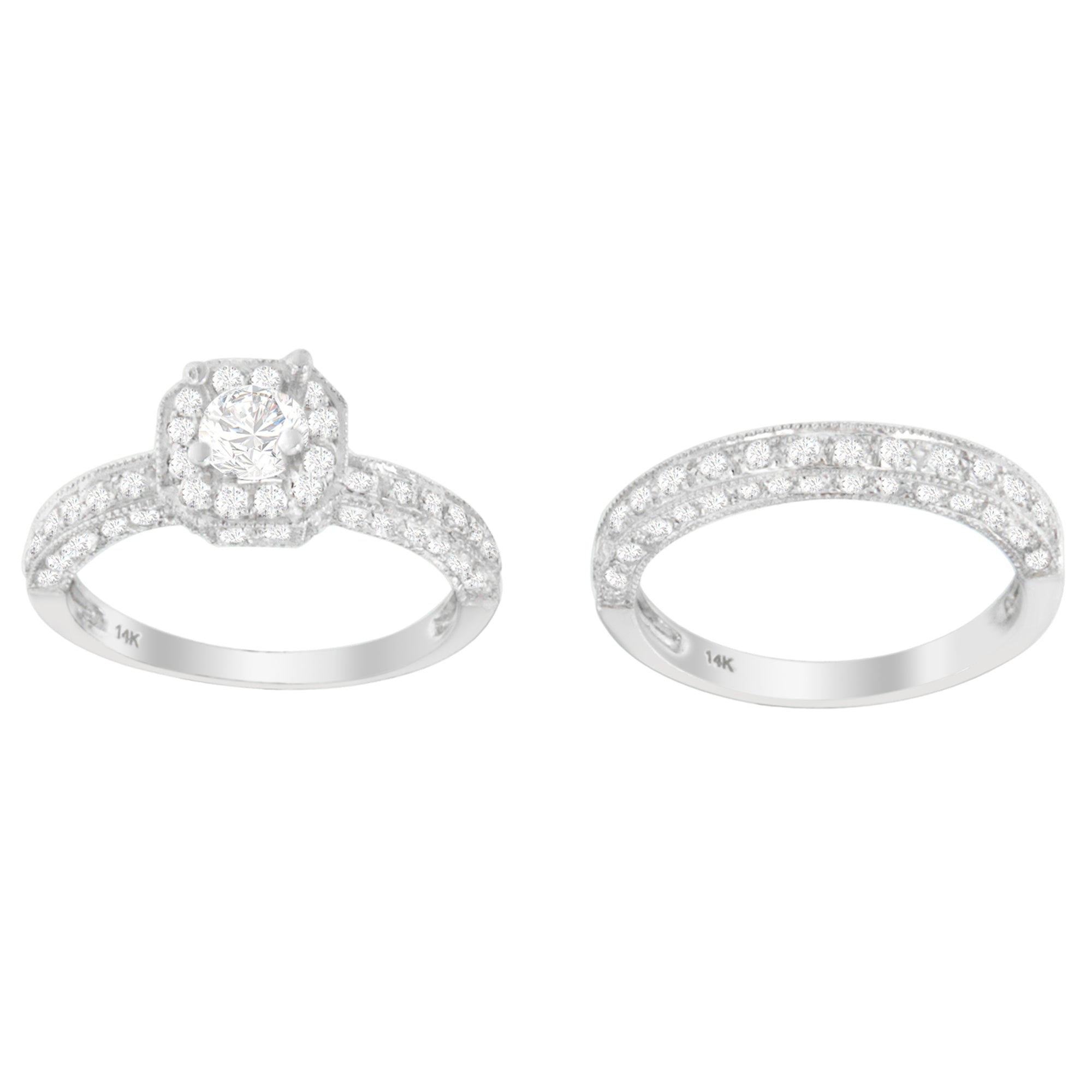 14K White Gold 1 ct. TDW Round Cut Diamond Ring G-H, I1-I2 on sale at MyriadMart