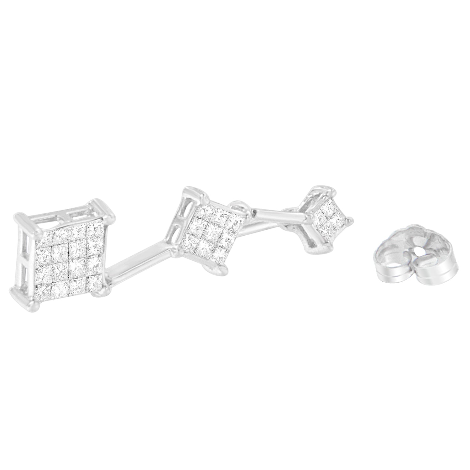 14K White Gold 1 cttw Princess Cut Diamond Earrings G-H, VS1-VS2 on sale at MyriadMart