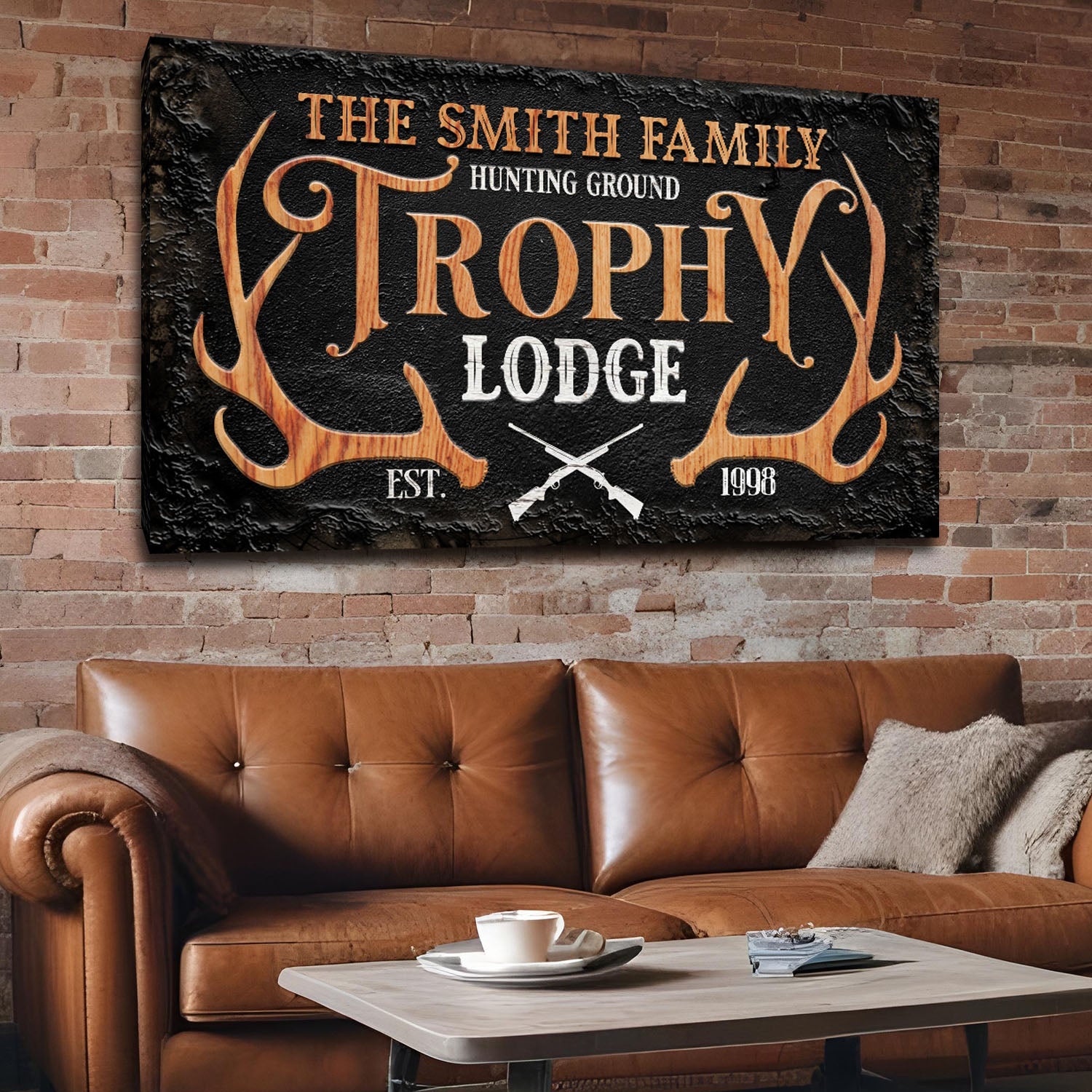 Family Hunting Trophy Lodge Sign on sale at MyriadMart