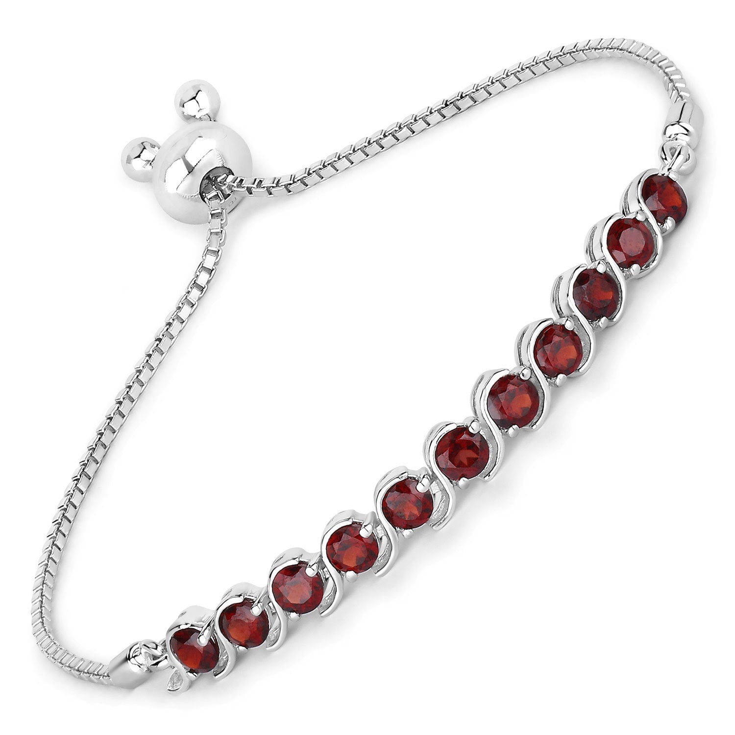 3.30 Carat Genuine Garnet .925 Sterling Silver Bracelet on sale at MyriadMart