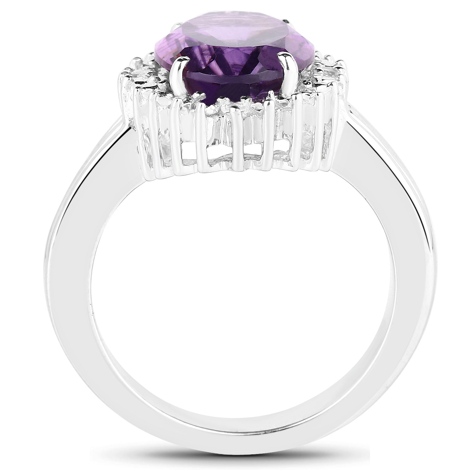 4.99 Carat Genuine Amethyst and White Topaz .925 Sterling Silver Ring on sale at MyriadMart
