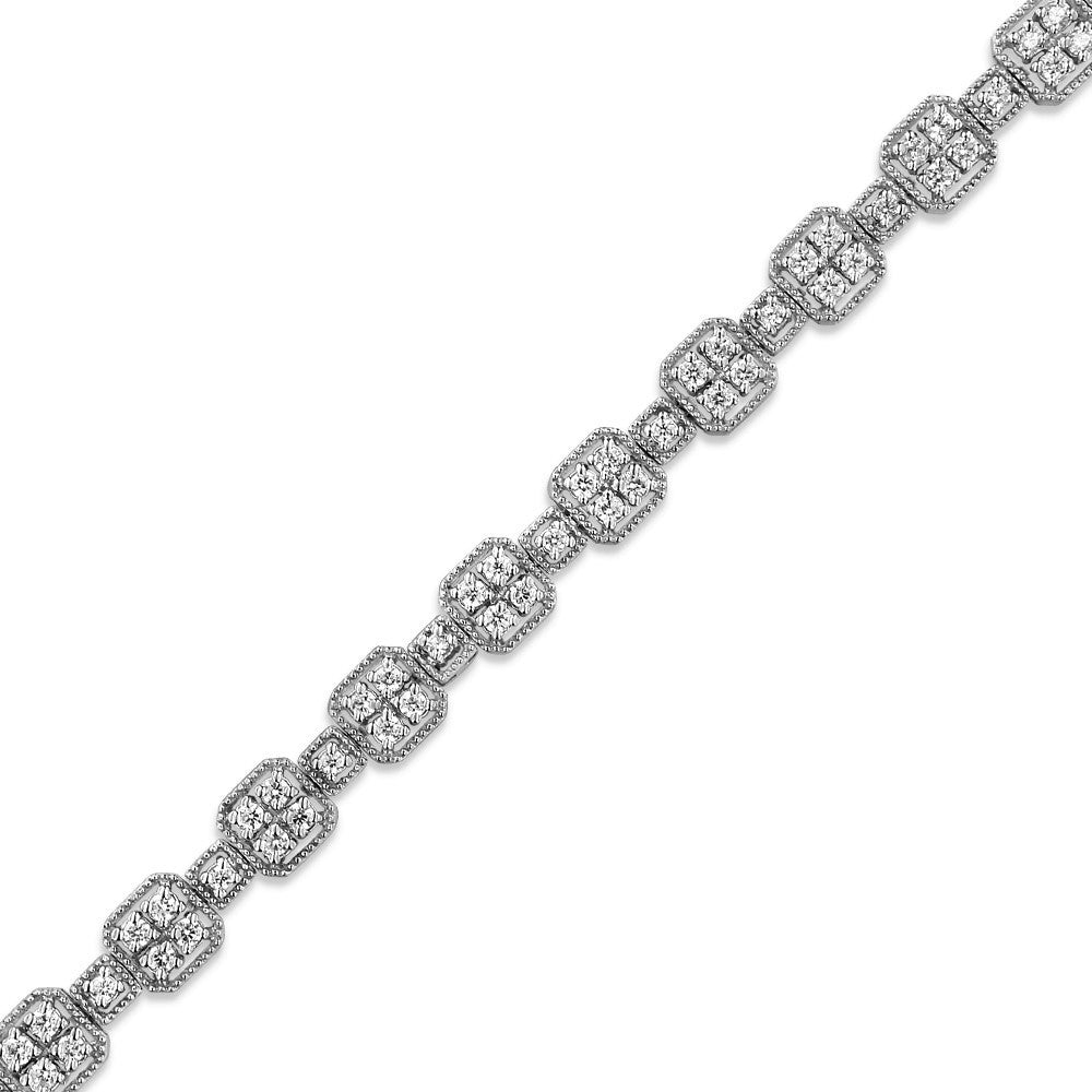 10K White Gold 2.0 Cttw Diamond Square Link Bracelet J-K Color, I2-I3 Clarity - Size 7.25" on sale at MyriadMart