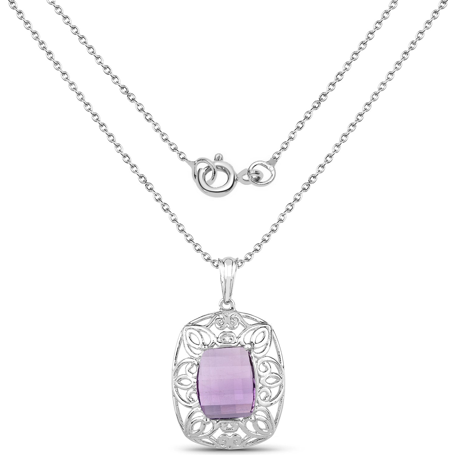 7.30 Carat Genuine Amethyst .925 Sterling Silver Pendant on sale at MyriadMart