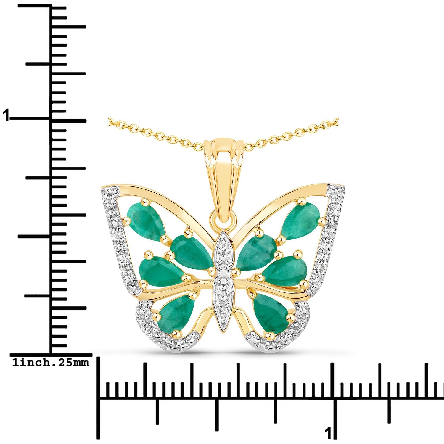 1.91 Carat Genuine Emerald and White Zircon .925 Sterling Silver Pendant on sale at MyriadMart