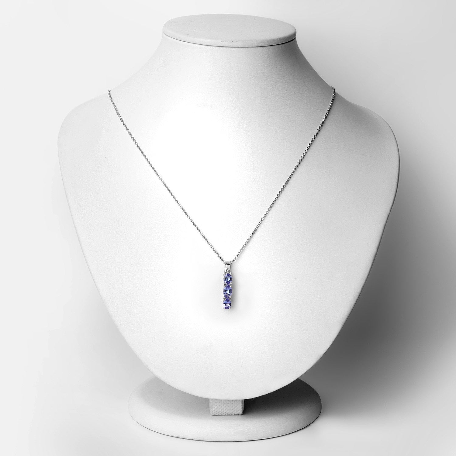1.11 Carat Genuine Tanzanite and White Diamond .925 Sterling Silver Pendant on sale at MyriadMart