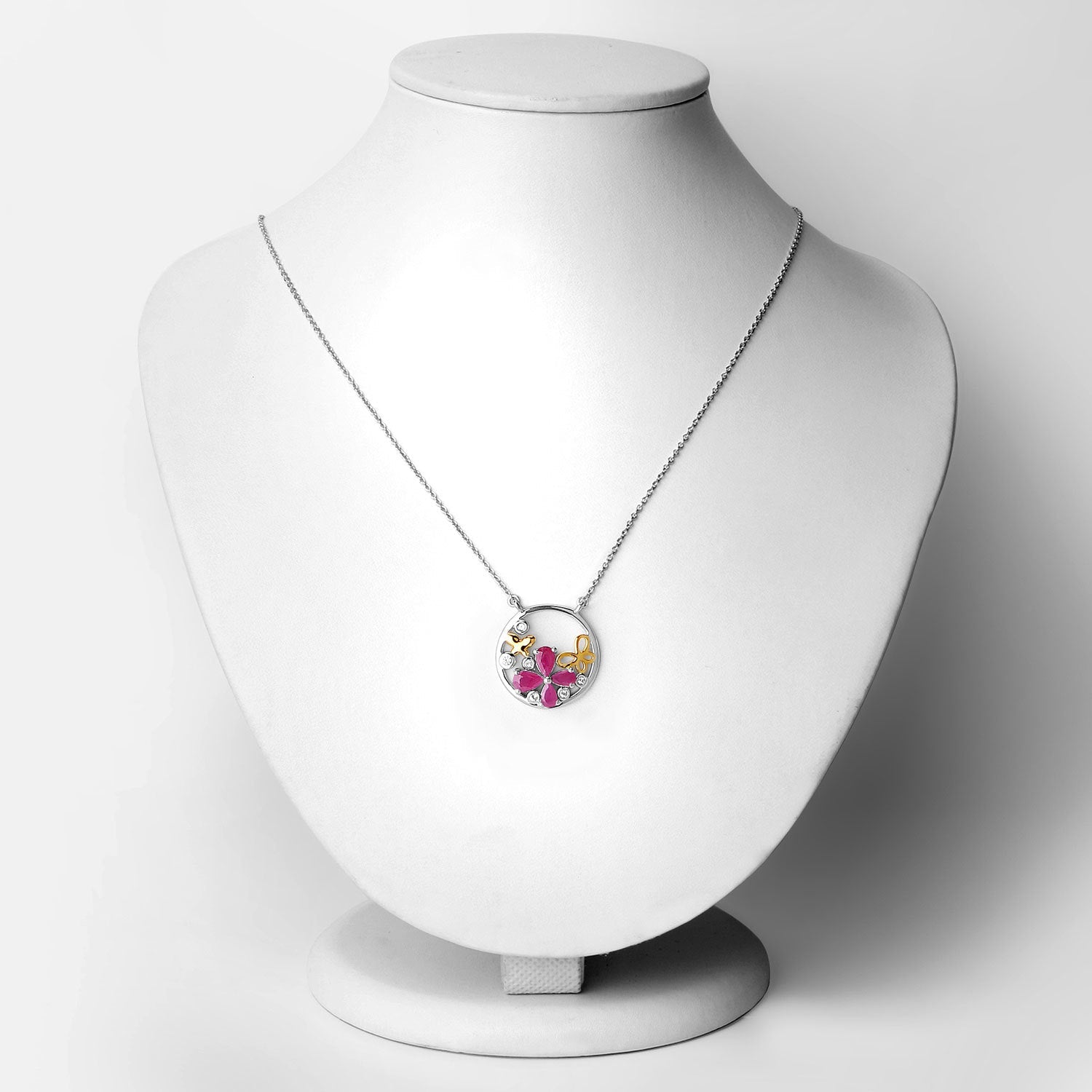1.47 Carat Genuine Ruby and White Topaz .925 Sterling Silver Pendant on sale at MyriadMart