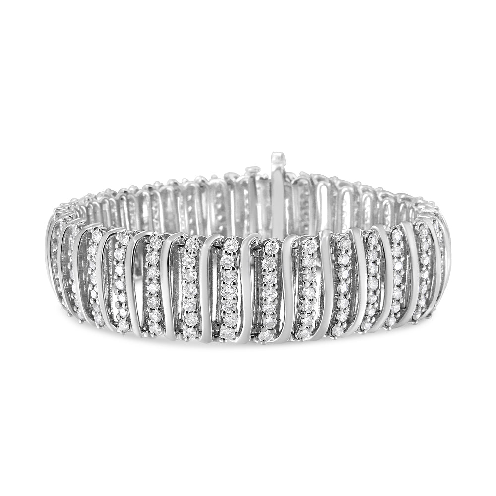 .925 Sterling Silver 8 1/2 Cttw Diamond 7 Row Chevron "S" Curved Link Tennis Bracelet I-J color, I1-I2 clarity - 7.25" on sale at MyriadMart
