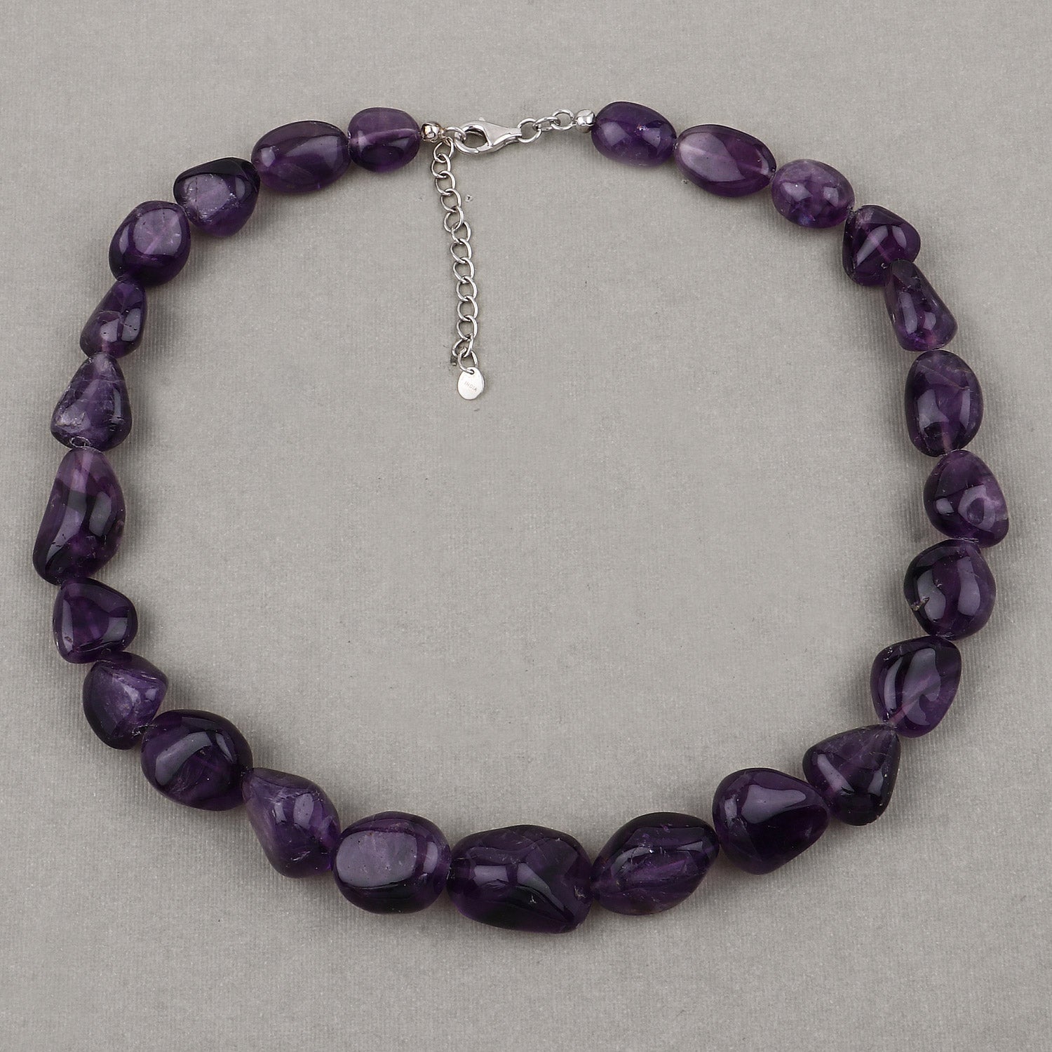 Amethyst Beaded Necklace, Genuine Raw Amethyst Beads Necklace for Women in Sterling Silver, February Birthstone Necklace, Gift for Mom on sale at MyriadMart