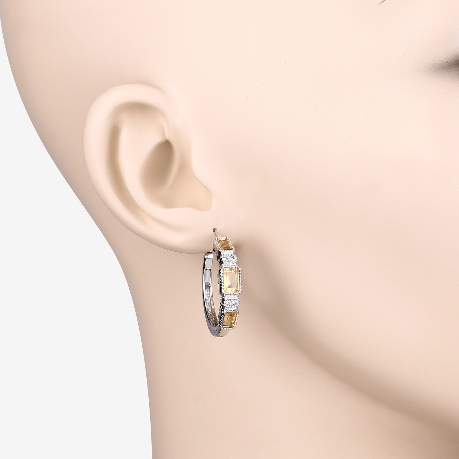 2.88 Carat Genuine Citrine and White Topaz .925 Sterling Silver Earrings on sale at MyriadMart