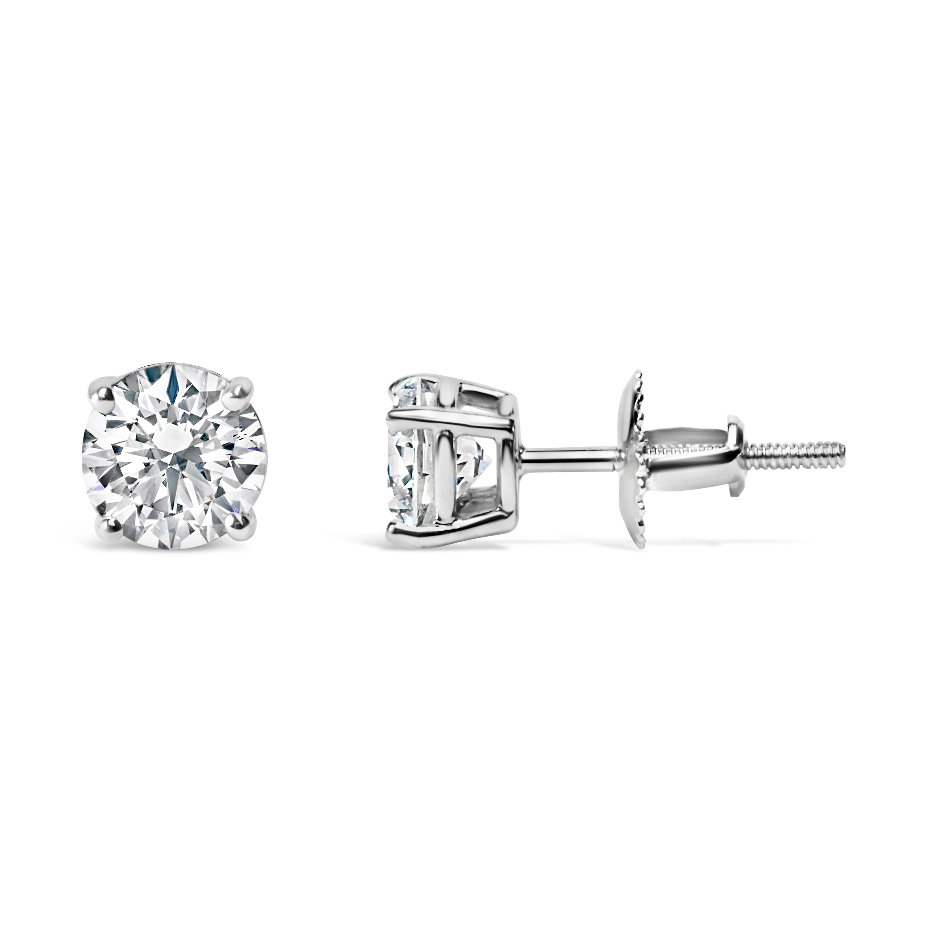 .925 Sterling Silver 1.0 Cttw Round Brilliant Cut Lab Grown Diamond 4-Prong Classic Solitaire Stud Earrings F-G Color, VS2-SI1 Clarity on sale at MyriadMart