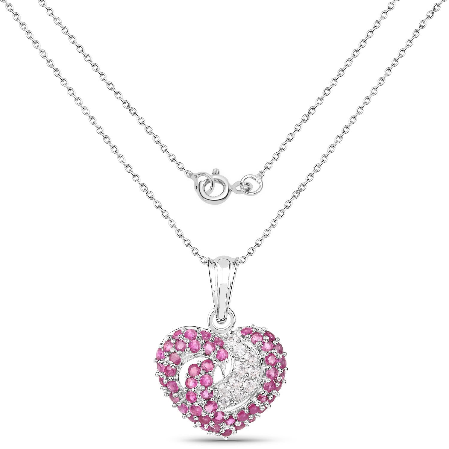 2.65 Carat Genuine Ruby and White Sapphire .925 Sterling Silver Pendant on sale at MyriadMart