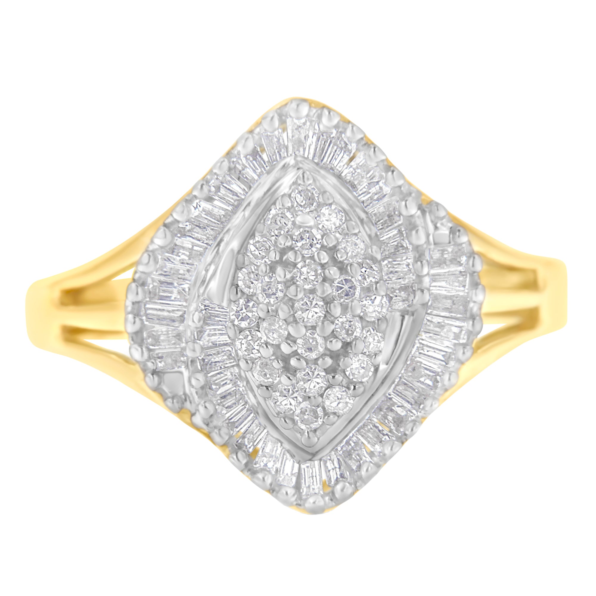 10K Yellow Gold Diamond Cocktail Ring 1/2 Cttw, J-K Color, I2-I3 Clarity - Size 6-1/2 on sale at MyriadMart