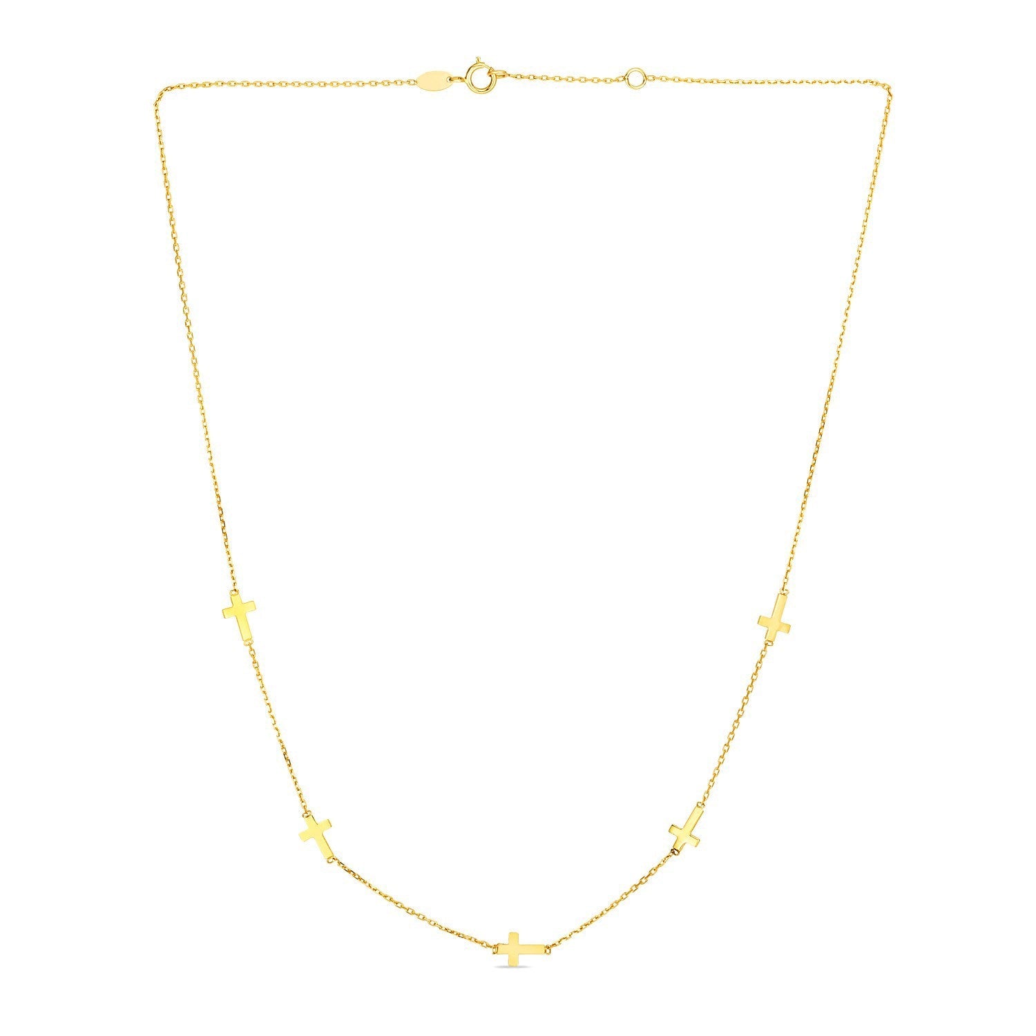 14k Yellow Gold Chain Necklace with Cross Stations on sale at MyriadMart