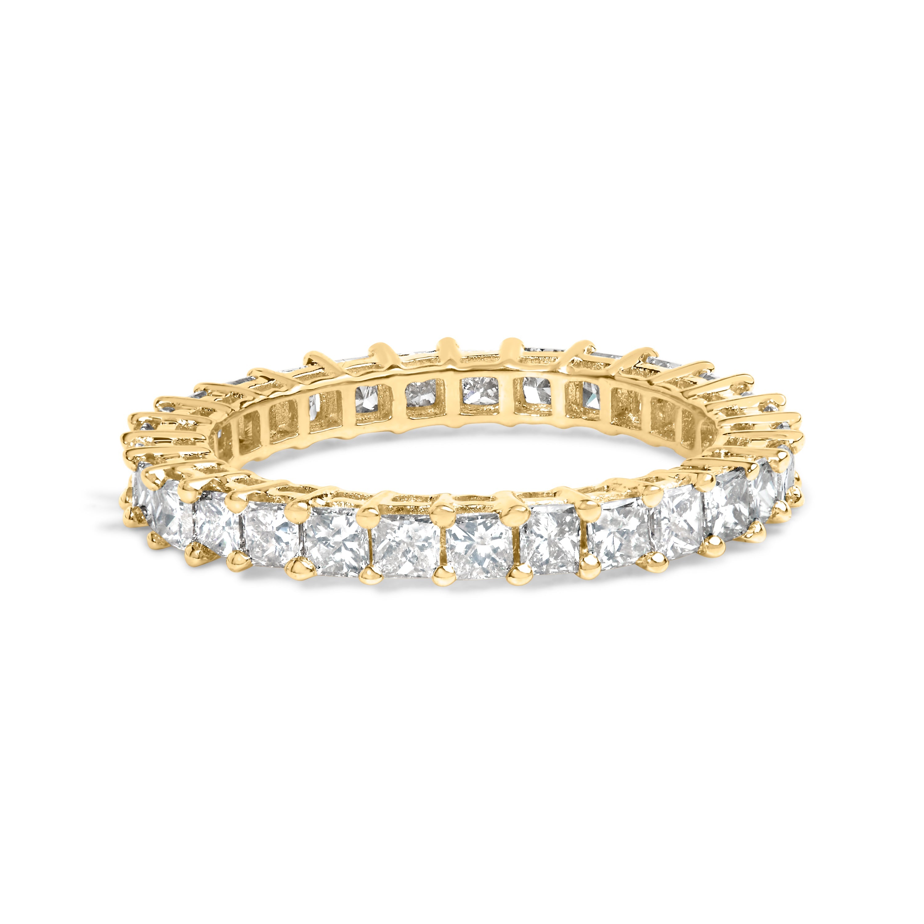 14K Yellow Gold 2.00 Cttw Shared Prong Set Princess Cut Diamond Eternity Band Ring J-K Color, SI1-SI2 Clarity - Ring Size 7 on sale at MyriadMart