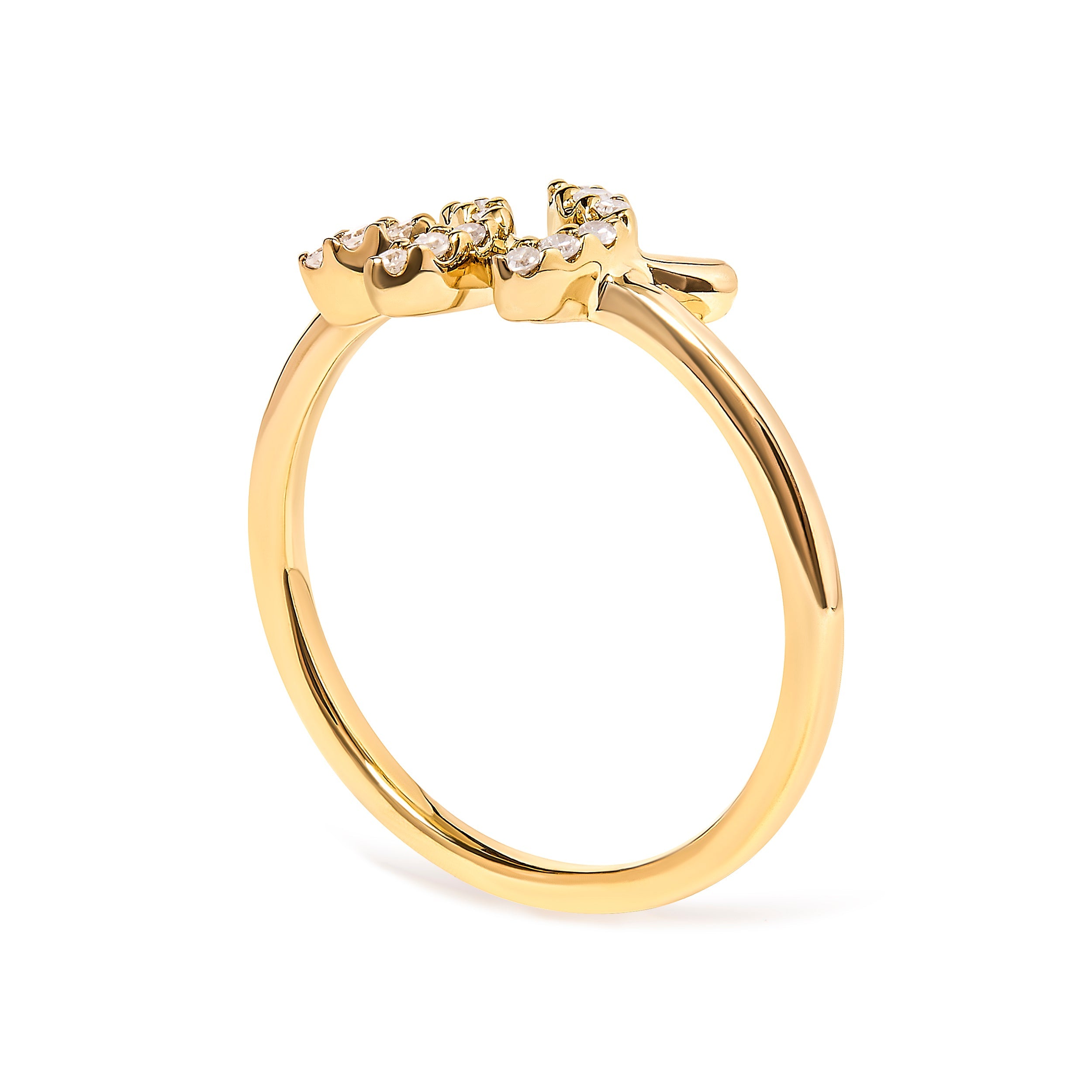 10K Yellow Gold 1/10 Cttw Diamond Leaf and Branch Ring H-I Color, I1-I2 Clarity - Ring Size 7 on sale at MyriadMart