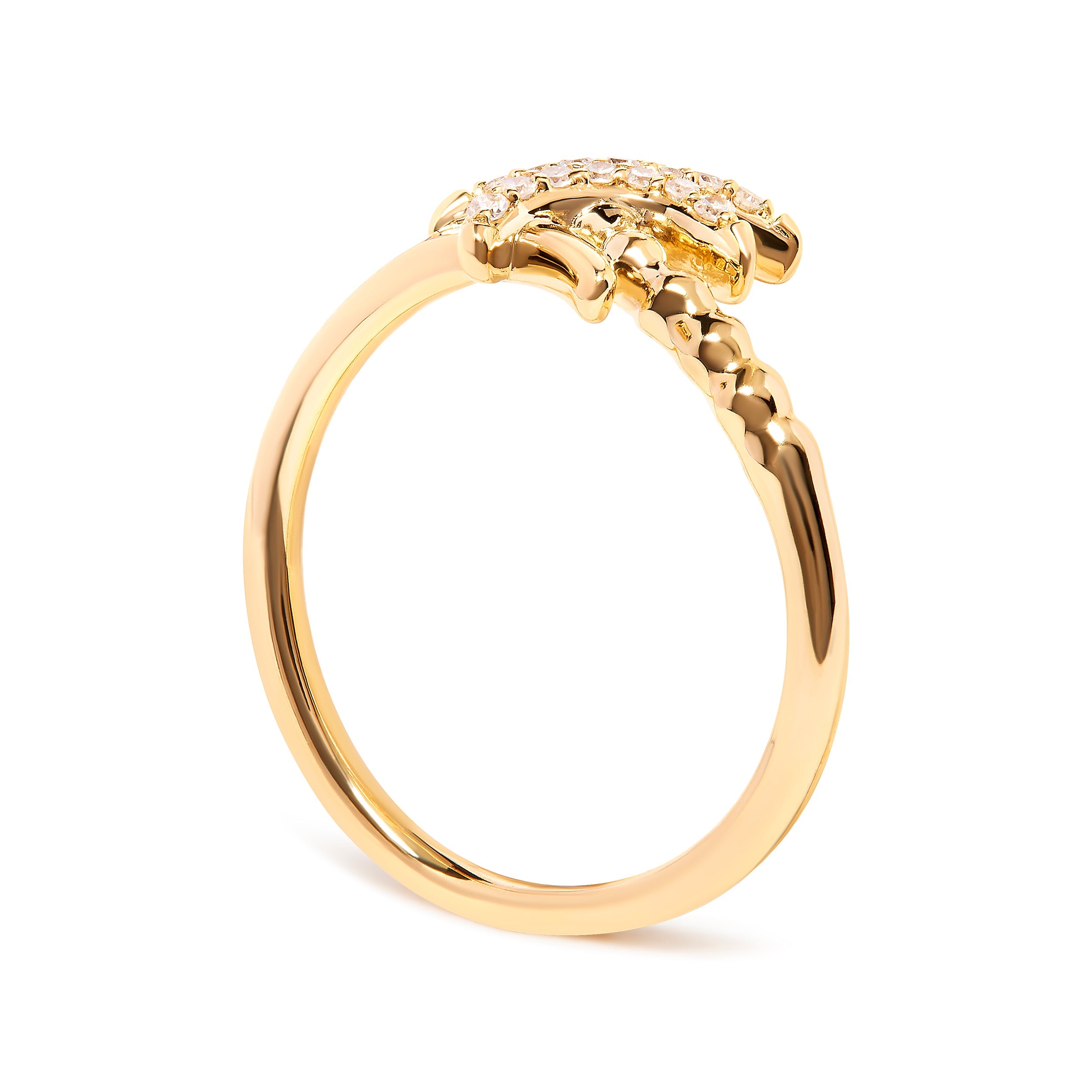 10K Yellow Gold 1/10 Cttw Diamond Palm Tree Statement Ring H-I Color, I1-I2 Clarity - Ring Size 7 on sale at MyriadMart