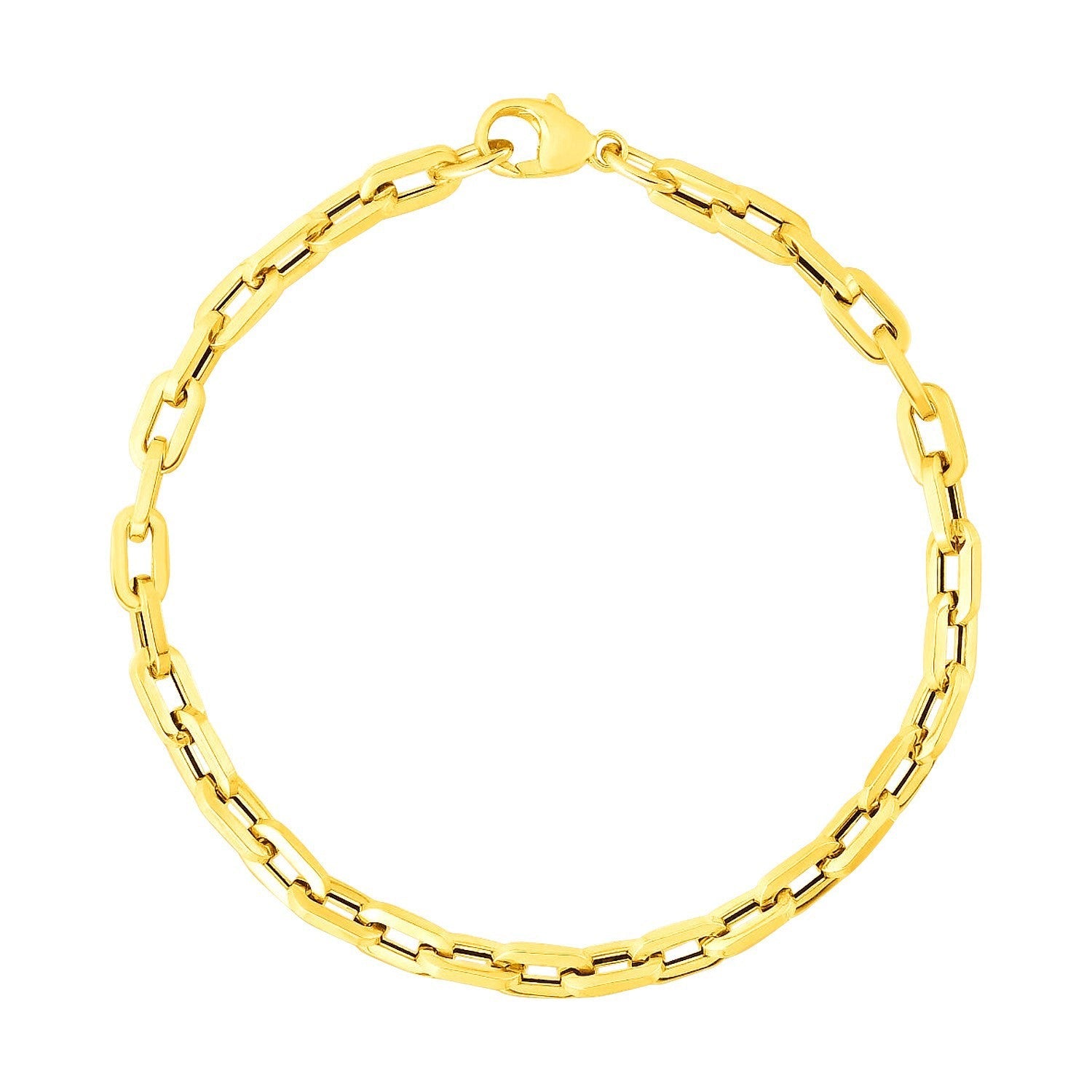 14k Yellow Gold 7 1/2 inch Paperclip Chain Bracelet with Three Diamond Links on sale at MyriadMart