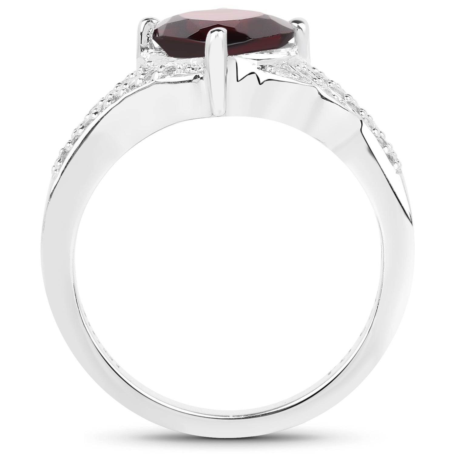 1.67 Carat Genuine Garnet and White Topaz .925 Sterling Silver Ring on sale at MyriadMart
