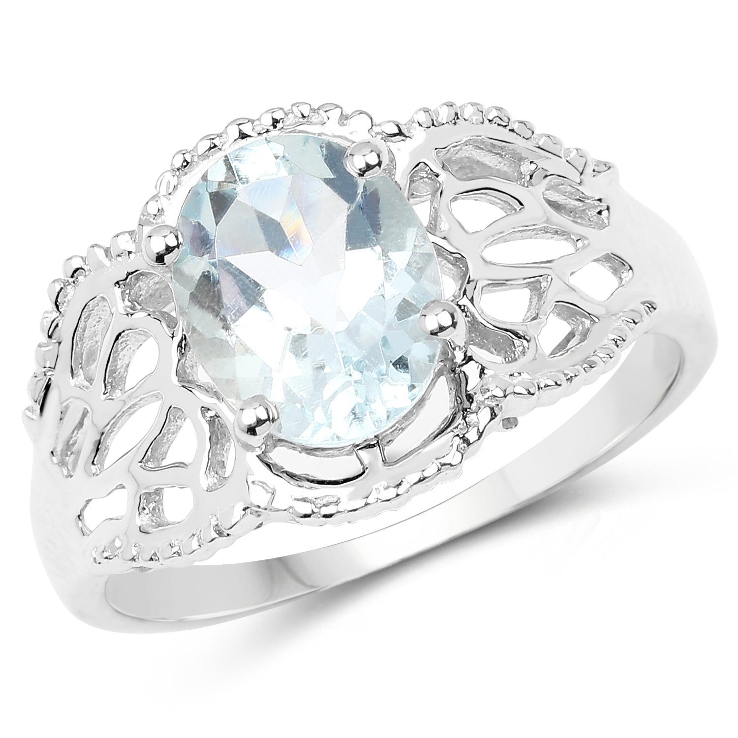 1.50 Carat Genuine Aquamarine .925 Sterling Silver Ring on sale at MyriadMart
