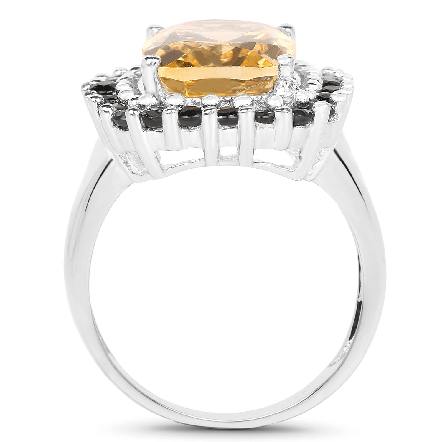 7.46 Carat Genuine Citrine and Black Spinel .925 Sterling Silver Ring on sale at MyriadMart