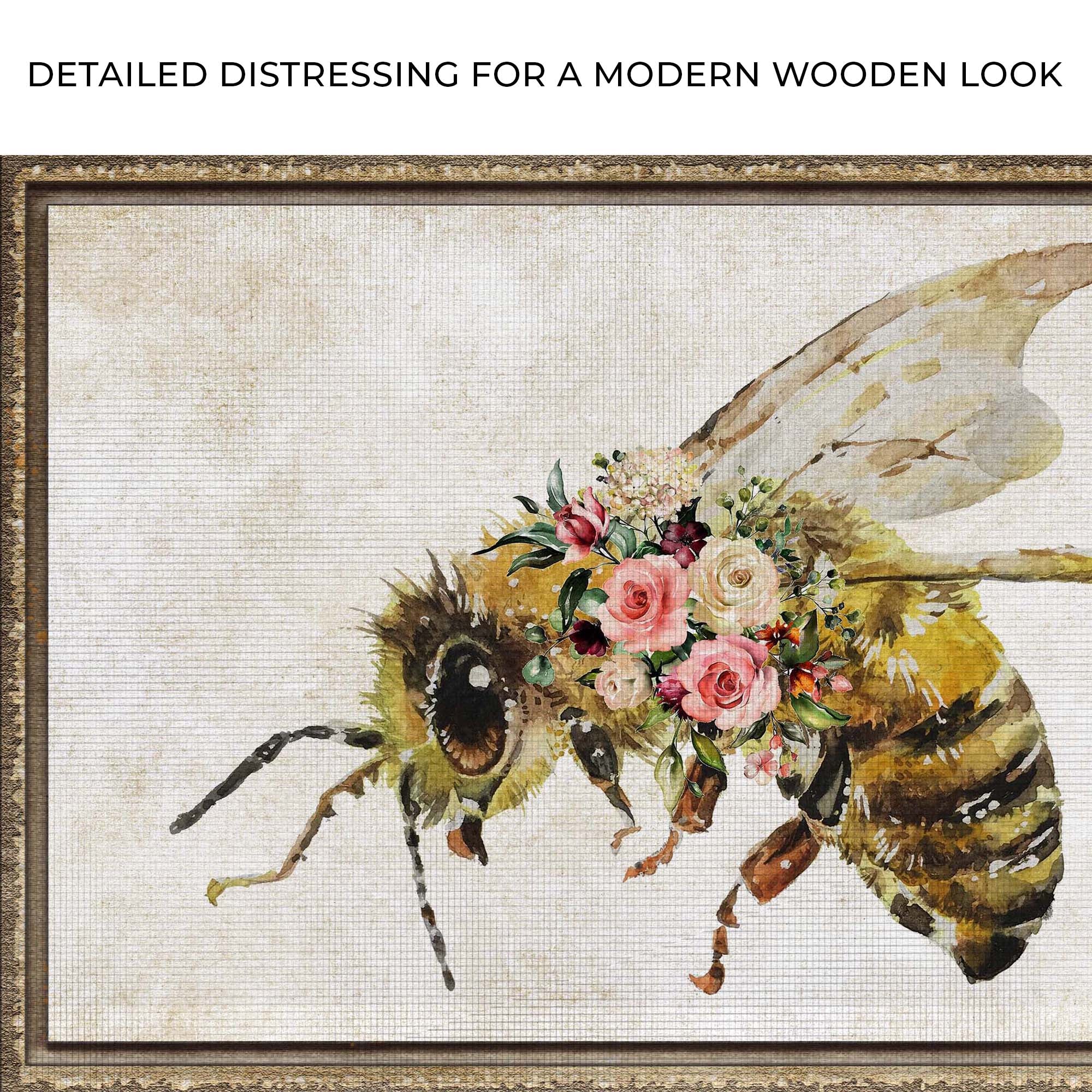 Floral Honey Bee Painting Canvas Wall Art on sale at MyriadMart