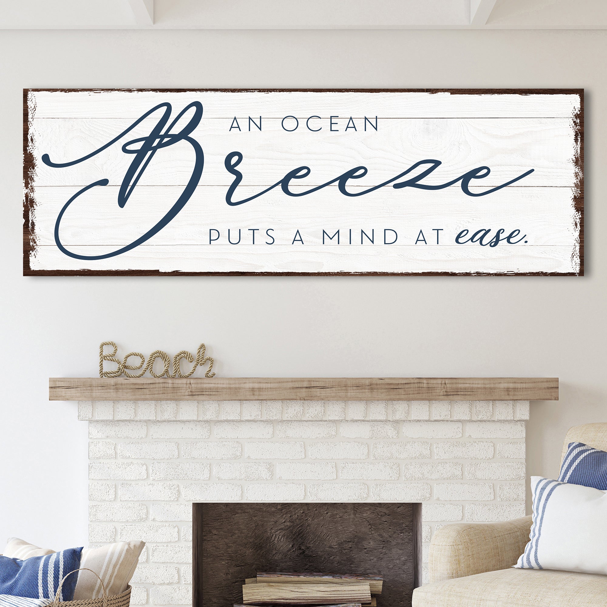 An Ocean Breeze Puts A Mind At Ease Sign on sale at MyriadMart