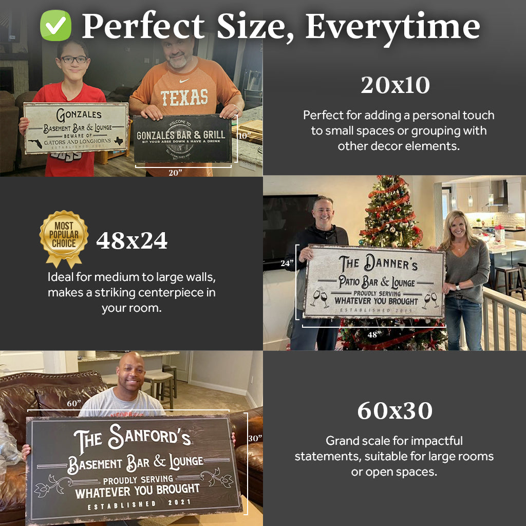 Personalized Basement Bar Sign: Rustic Modern Decor for Your Home Bar – Perfect Last Minute Anniversary Gift for Him on sale at MyriadMart