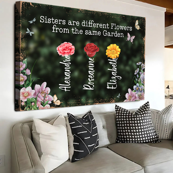 Sisters Are Different Flowers From The Same Garden Sign on sale at MyriadMart