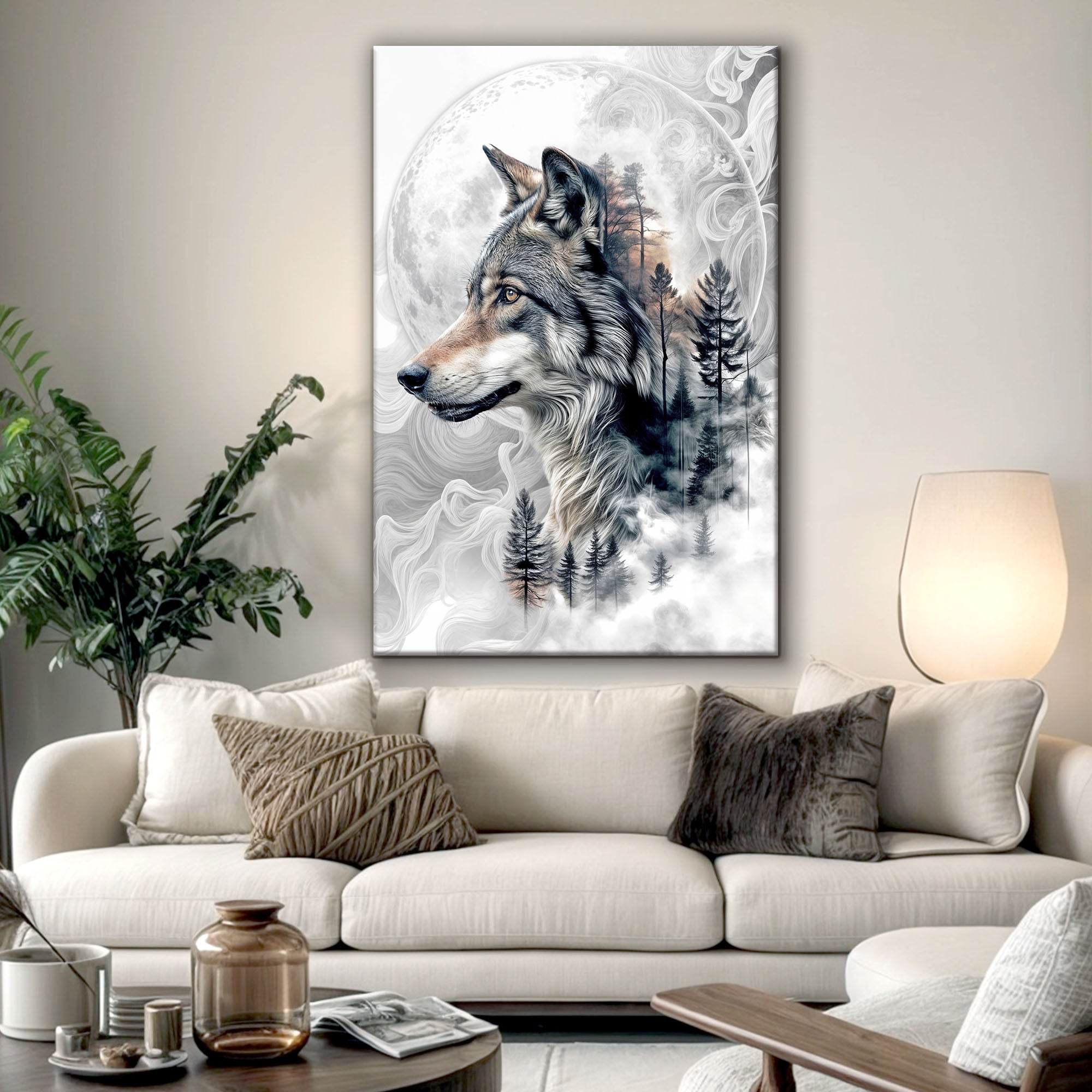 Wolf Double Exposure Wall Art on sale at MyriadMart