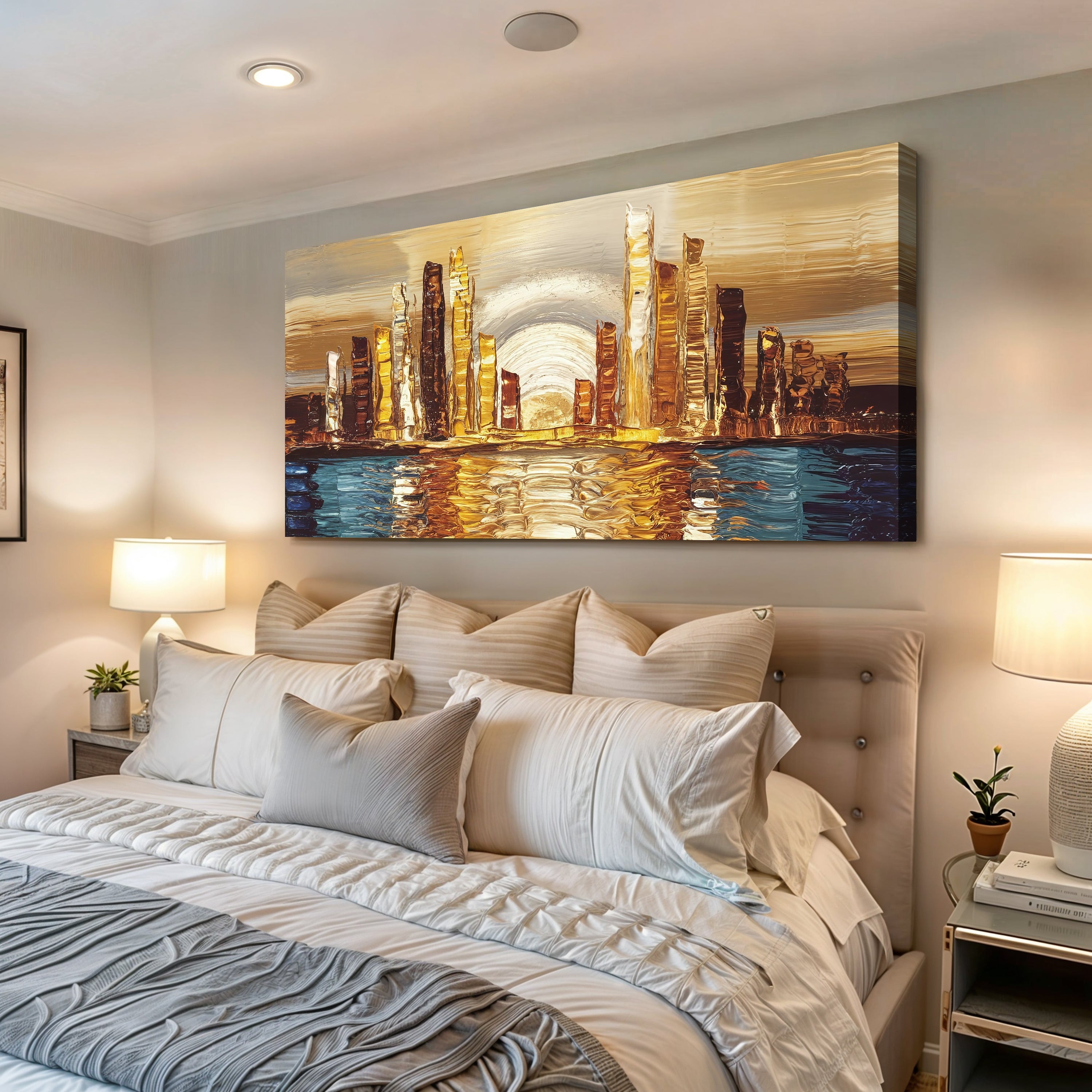 Golden Metropolis Abstract Impasto Wall Art on sale at MyriadMart