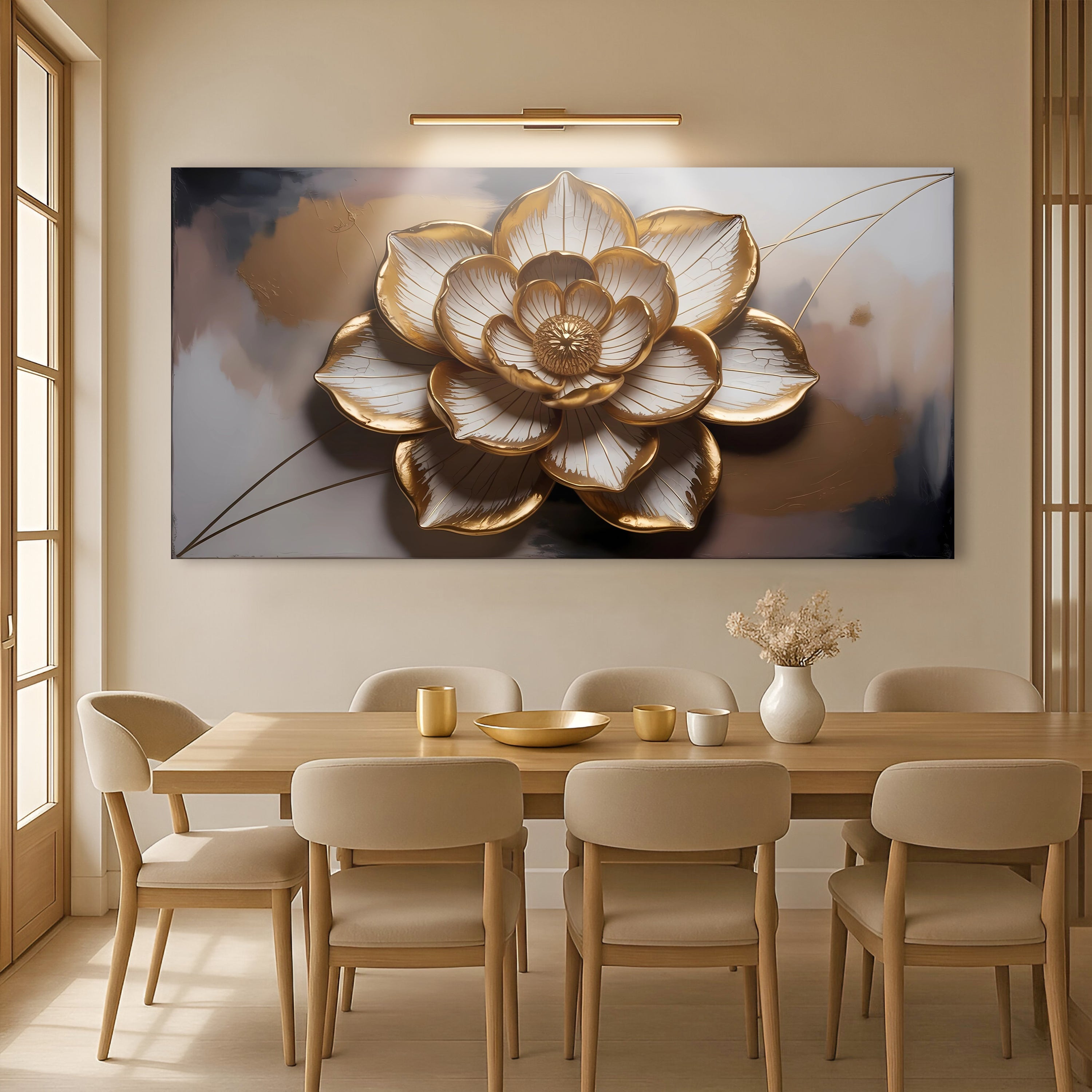 Golden Lotus Minimalist Abstract Wall Art on sale at MyriadMart