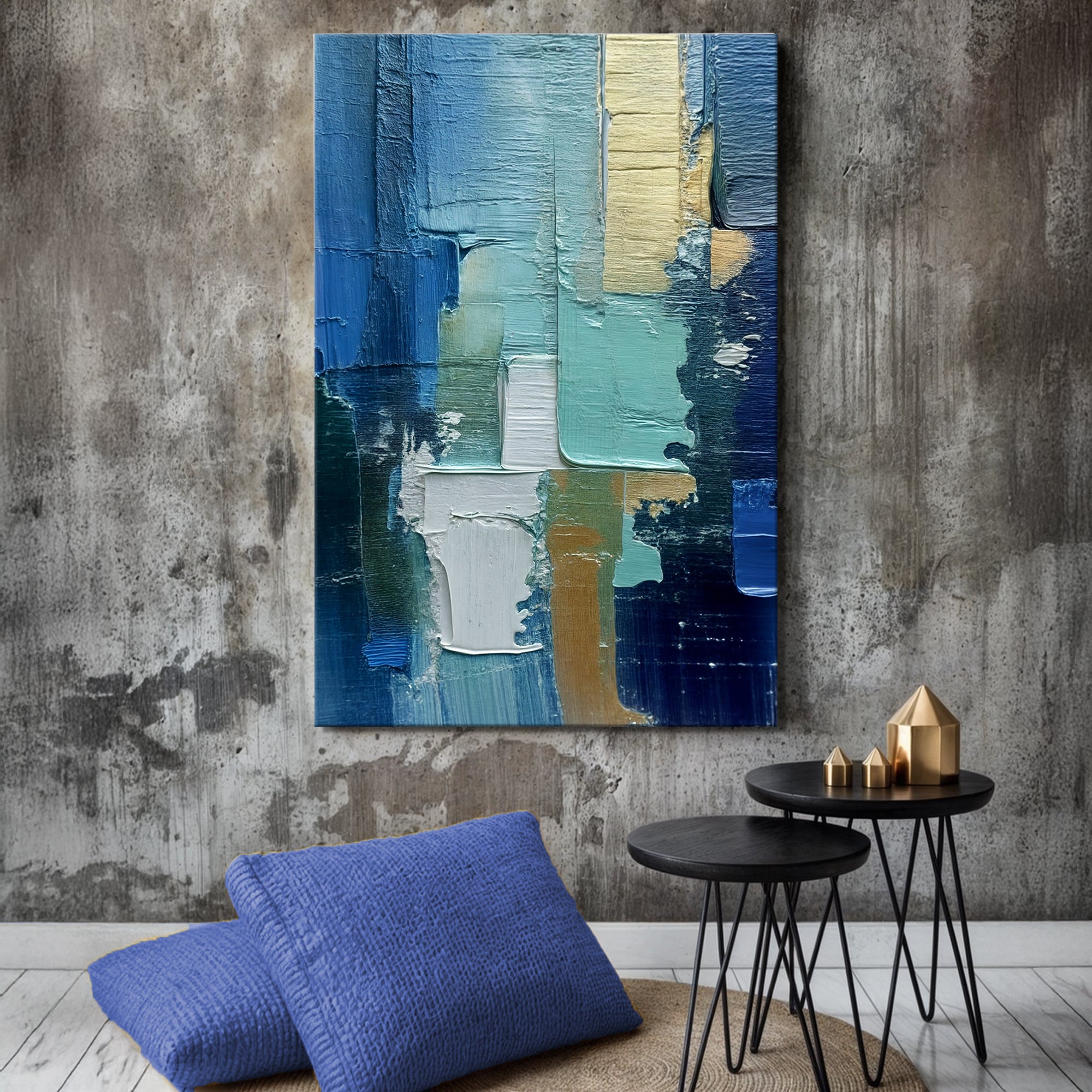 Abstract Blue Green Patterns Wall Art on sale at MyriadMart