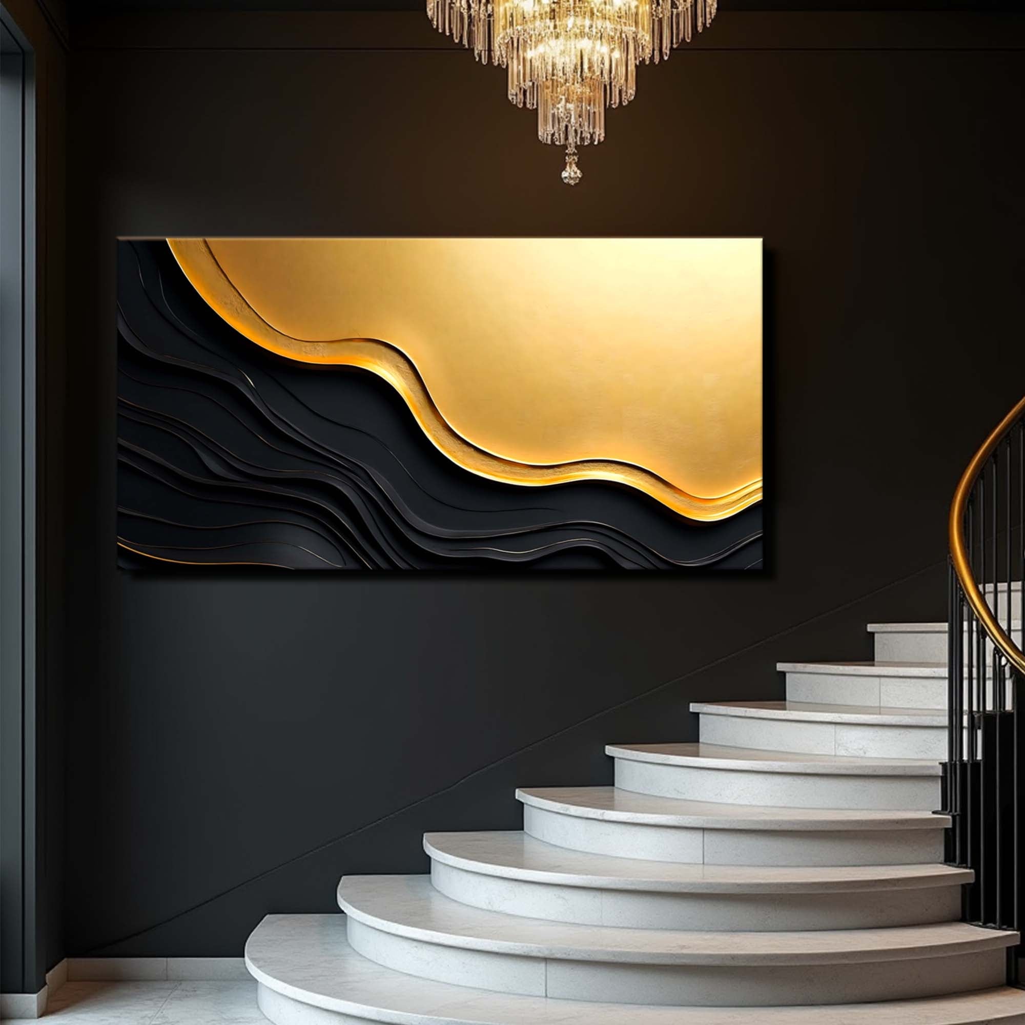 Black And Gold Minimalist Abstract V on sale at MyriadMart