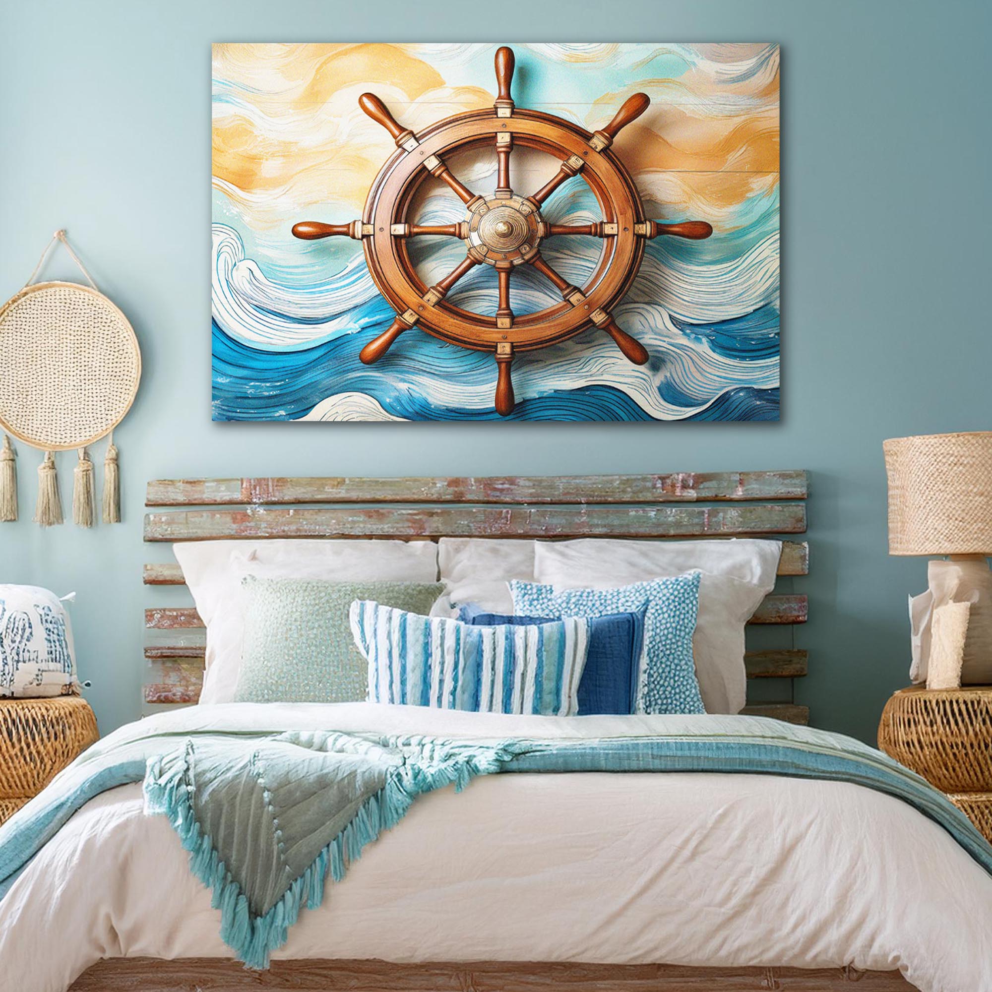 Sailboat Ship Wheel Coastal Wall Art II on sale at MyriadMart
