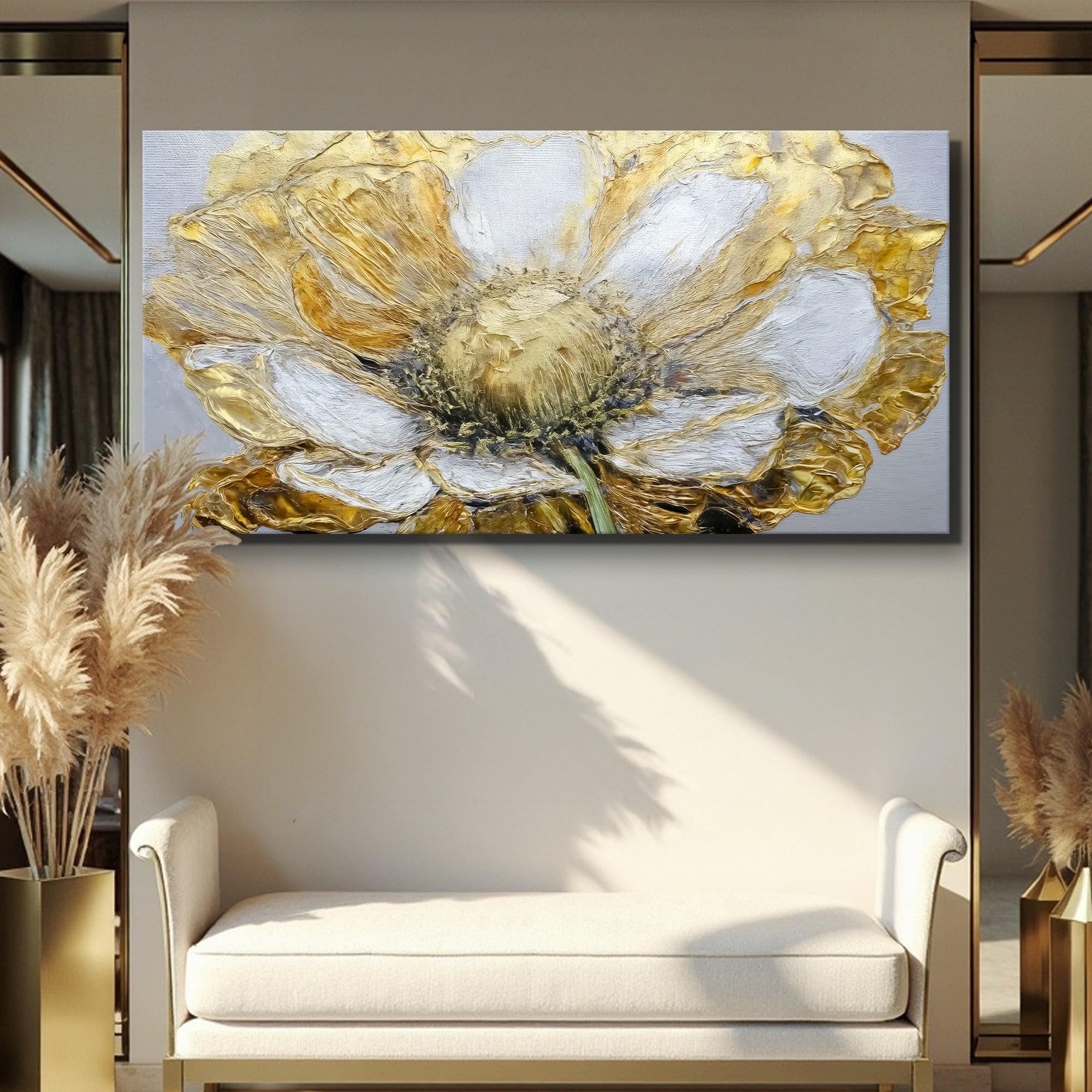 Golden Dandelion Minimalist Abstract Wall Art IX on sale at MyriadMart