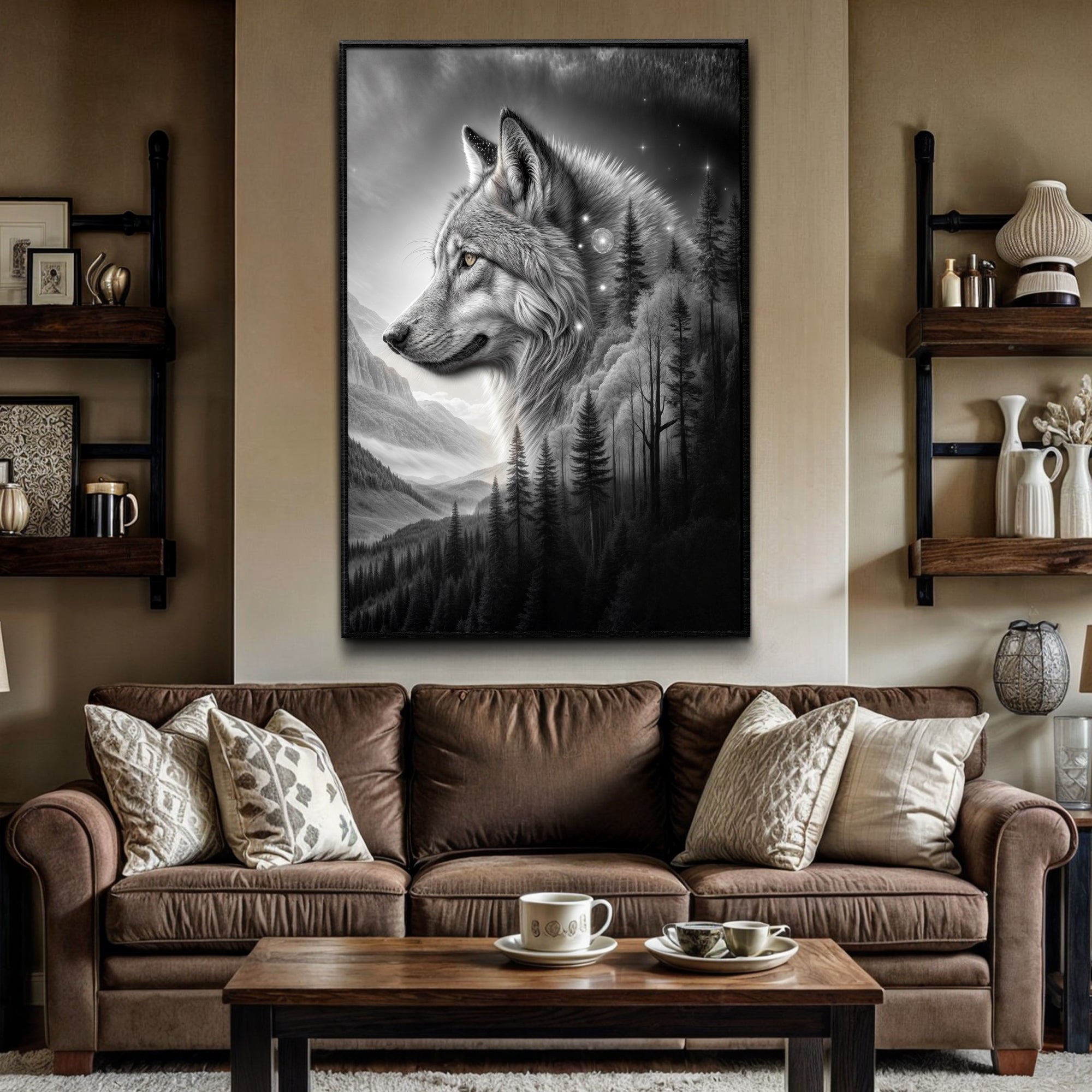 Wolf Double Exposure Wall Art II on sale at MyriadMart