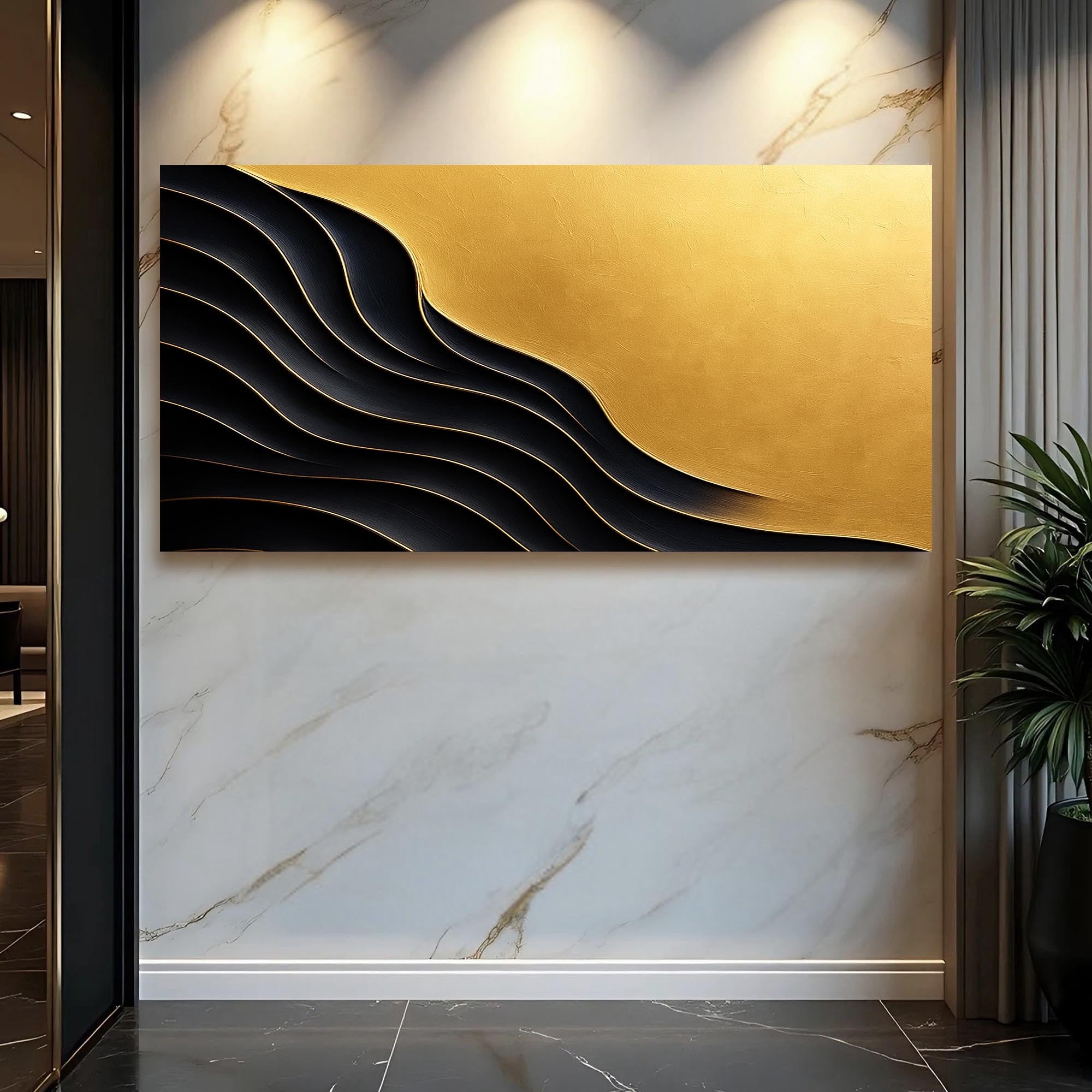 Black And Gold Minimalist Abstract XI on sale at MyriadMart